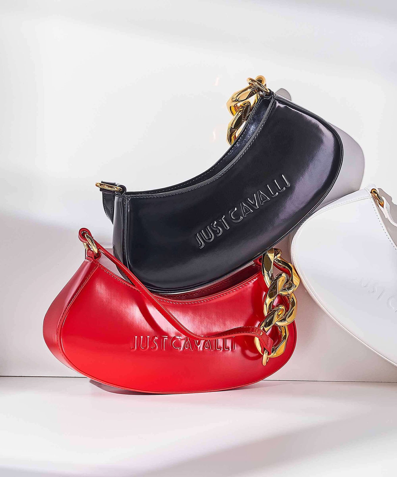 Just Cavalli Chain Foulard Shoulder bag white