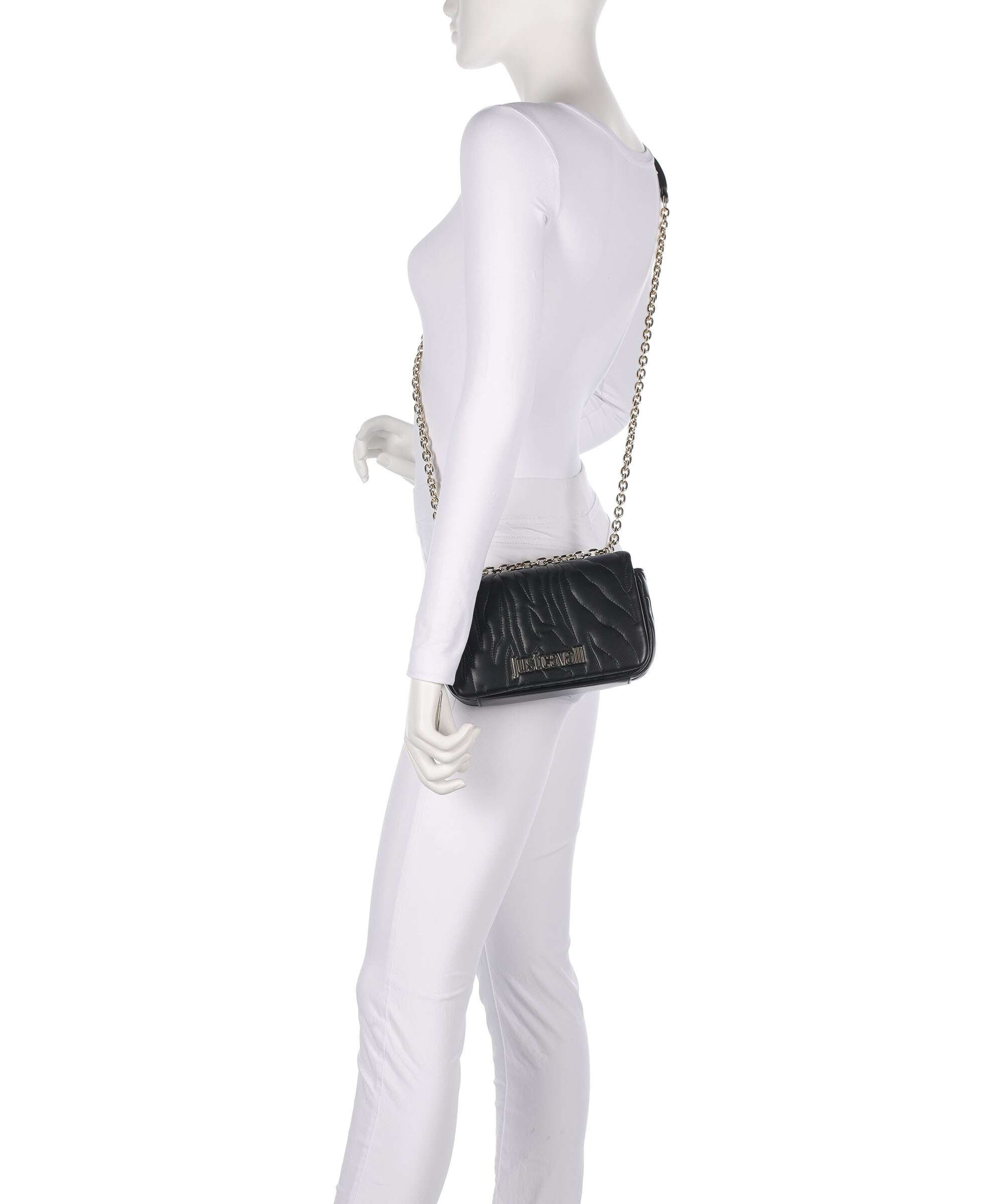 Just Cavalli Quilted Zebra Shoulder bag imitation leather black