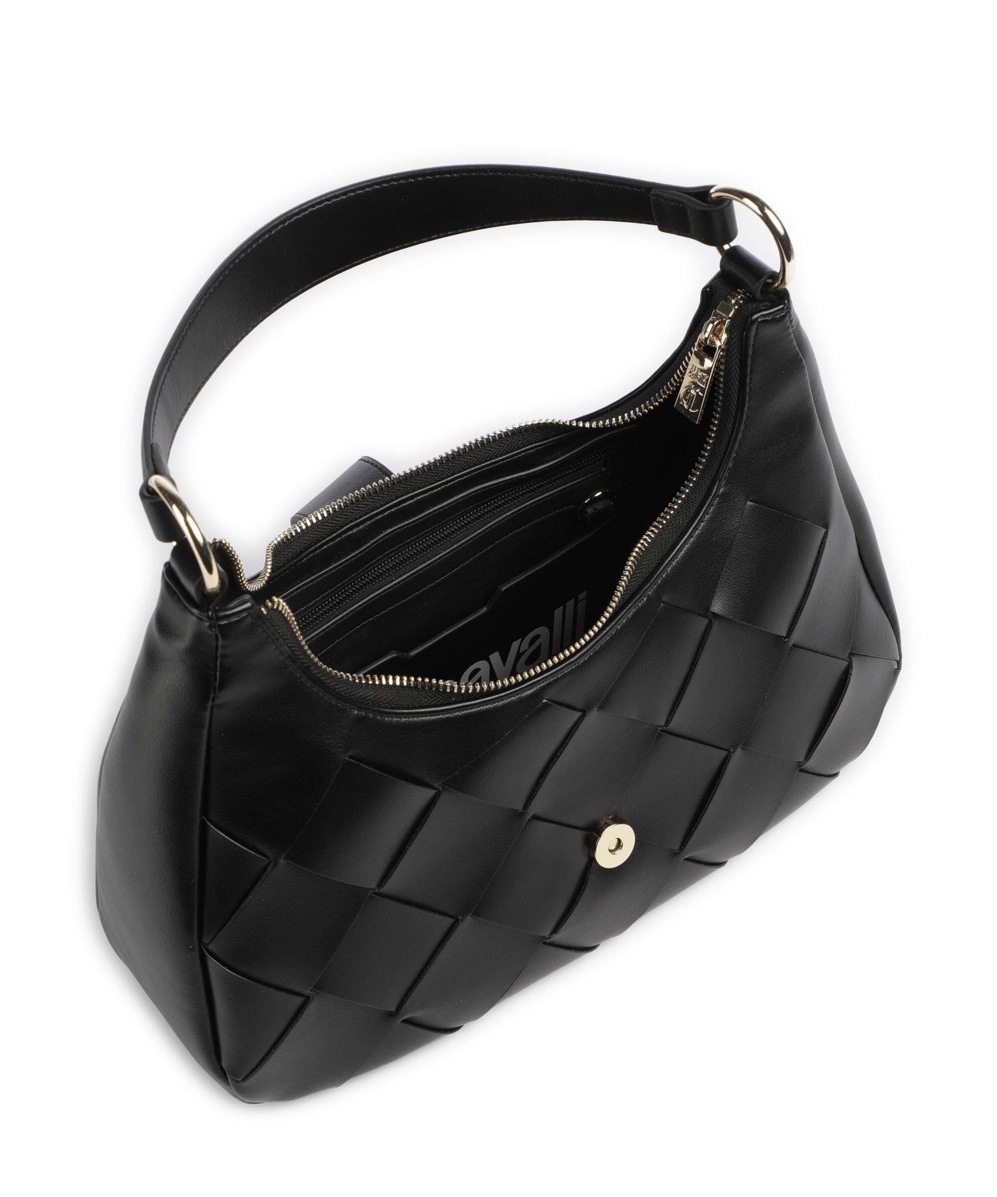 Just Cavalli Iconic Snakes Braided Shoulder bag black