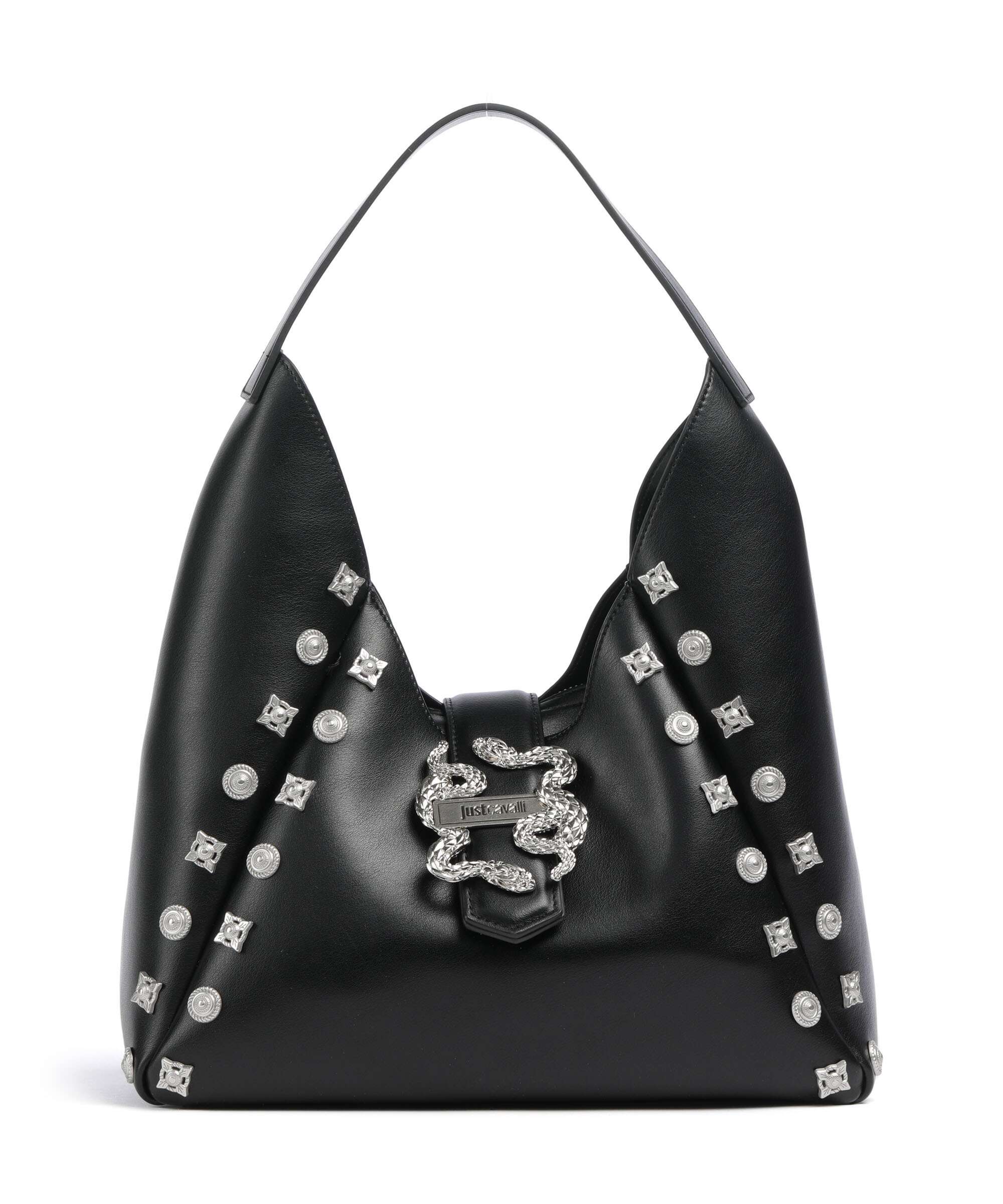 Just Cavalli Iconic Snakes Hobo bag imitation leather black