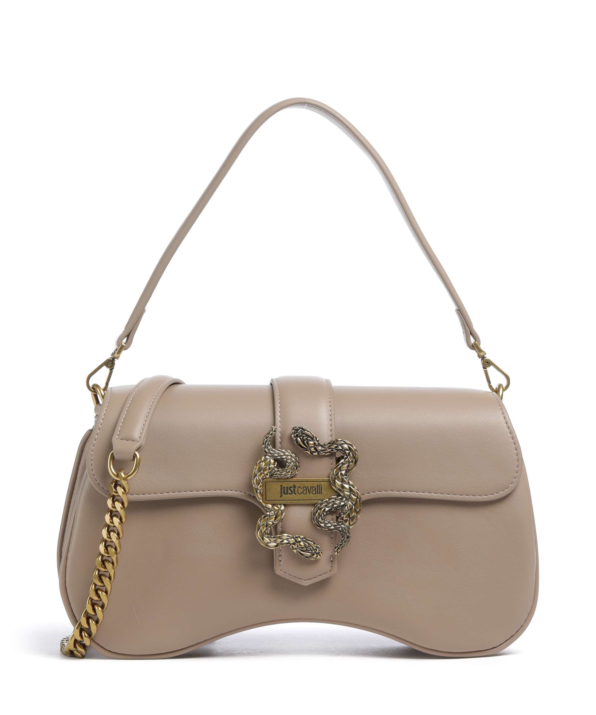 Just Cavalli Iconic Snakes Shoulder bag tan