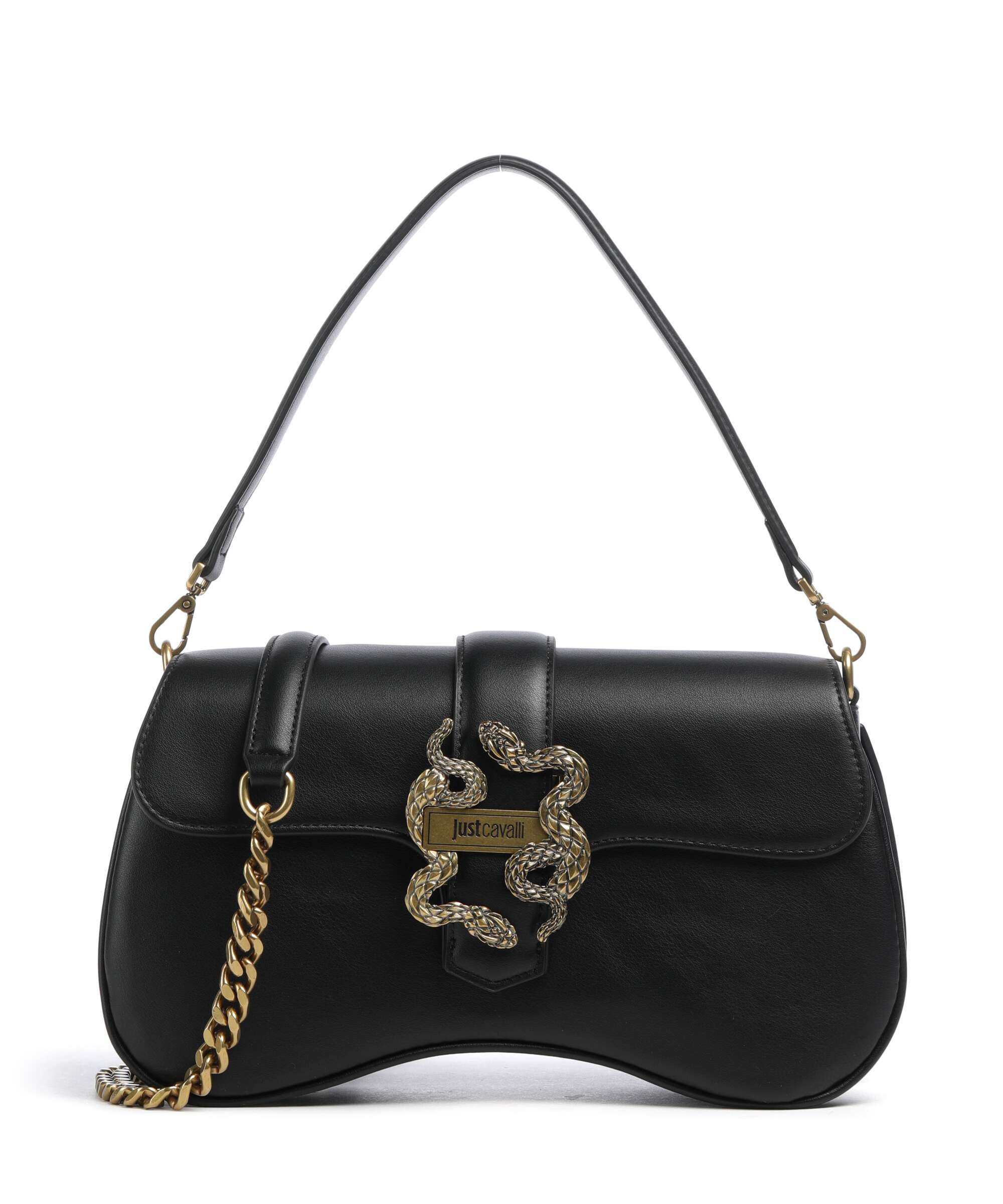 Just Cavalli Iconic Snakes Shoulder bag imitation leather cordovan