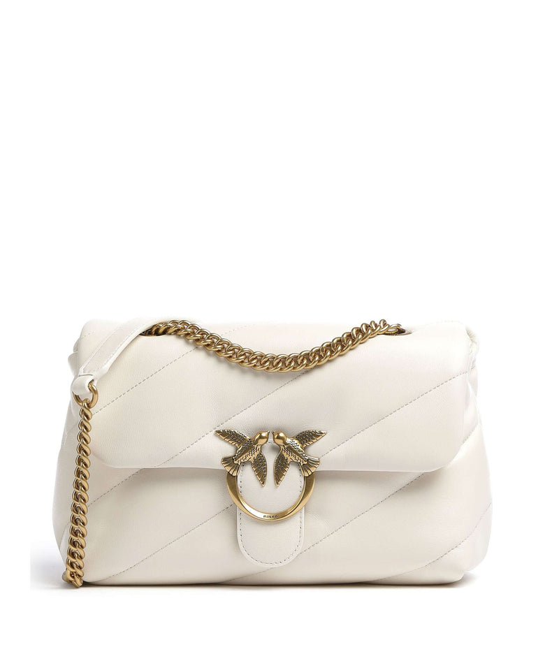 Pinko Love Puff Classic Shoulder bag bianco seta/antique gold