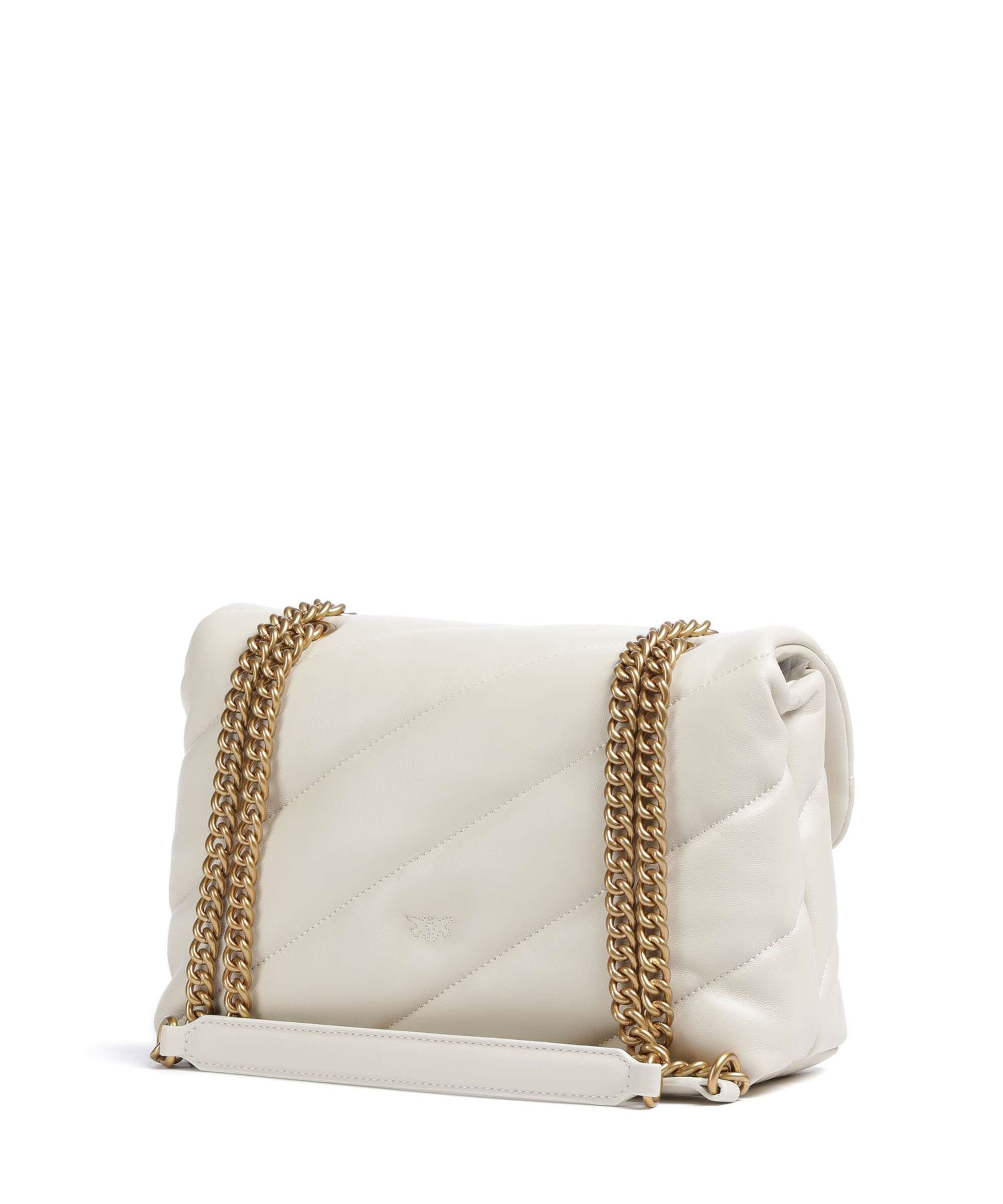Pinko Love Puff Classic Shoulder bag sheepskin leather bianco seta