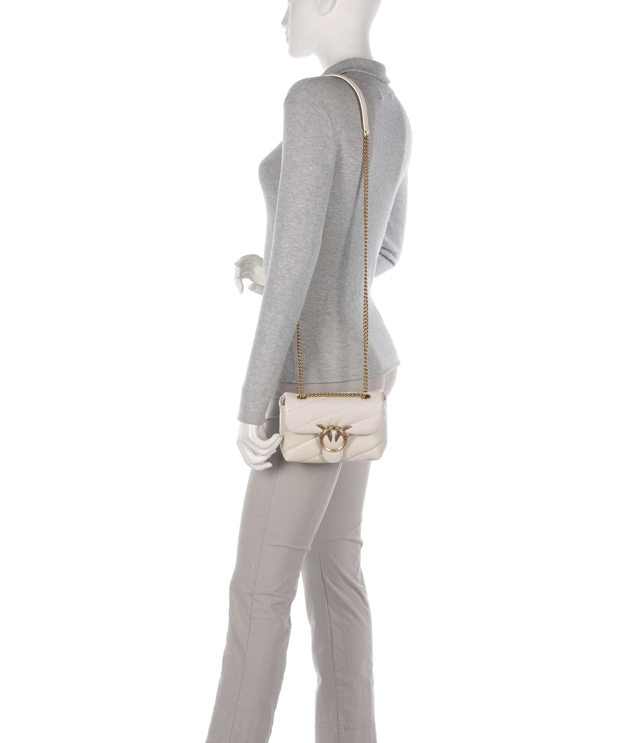 Pinko Love Puff Baby Shoulder bag sheepskin leather bianco seta