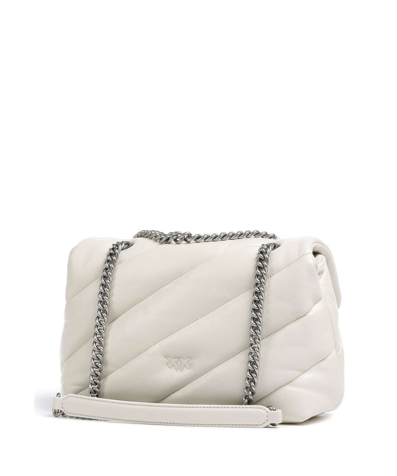 Pinko Love Puff Classic Shoulder bag bianco seta/old silver