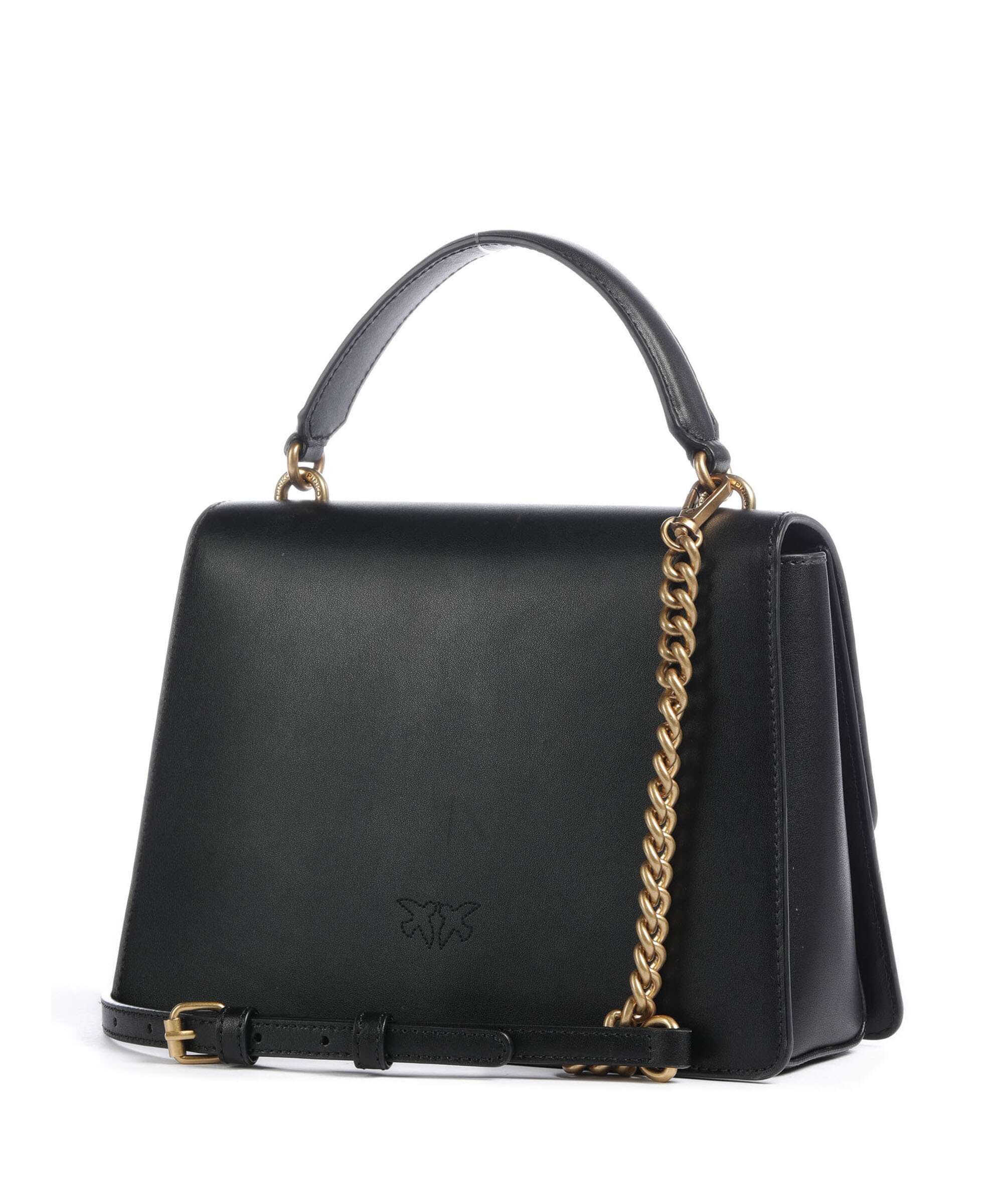 Pinko Love One Classic Handbag fine grain cow leather nero/antique