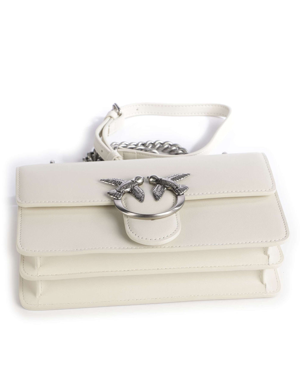 Pinko Love One Mini Shoulder bag bianco seta/old silver