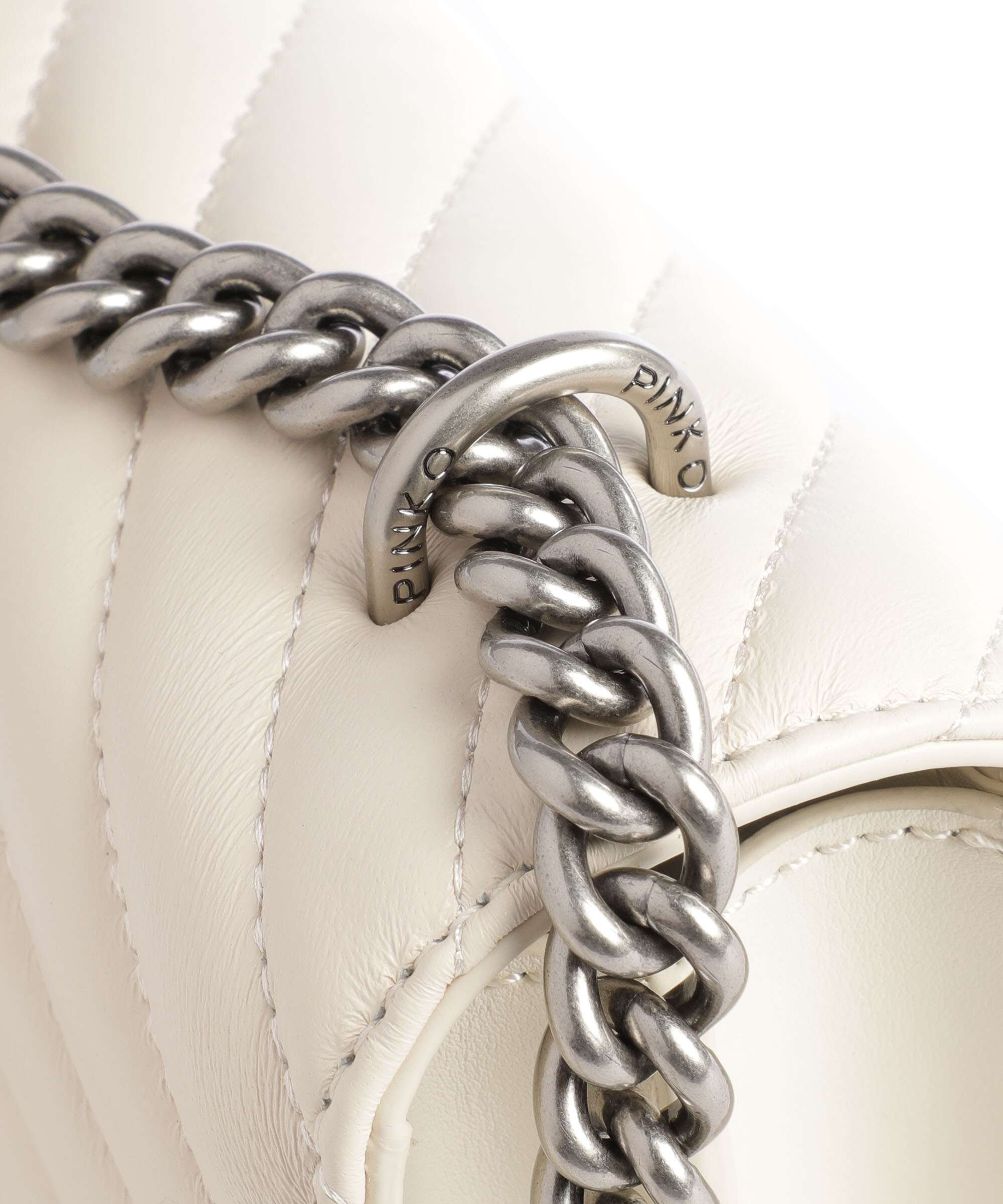 Pinko Love One Mini Shoulder bag bianco seta/old silver