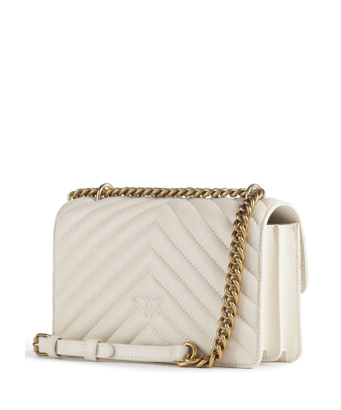 Pinko Love One Mini Shoulder bag bianco seta/antique gold