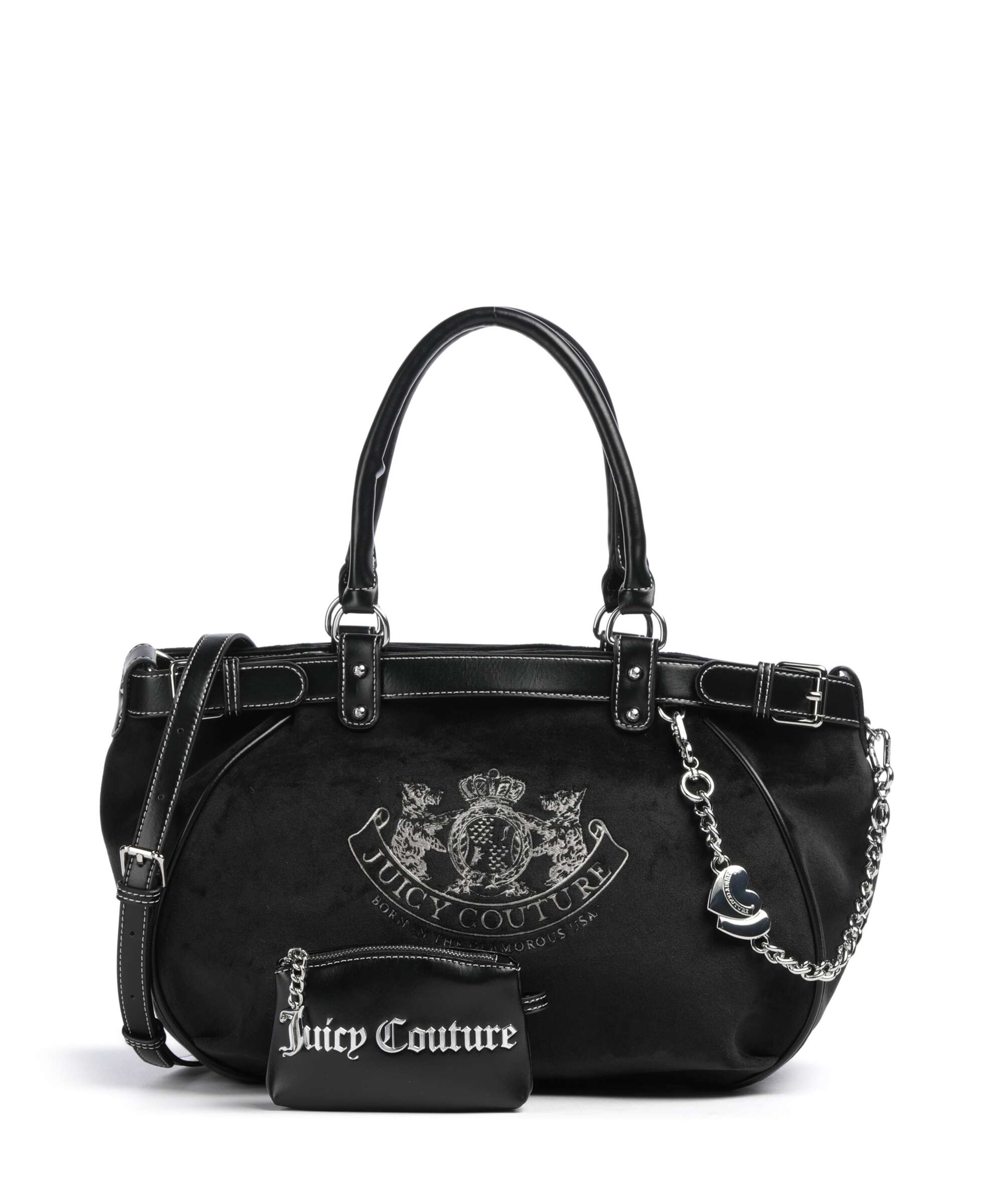 Juicy Couture Twig Narrative Velvet L Tote bag velvet fabric black