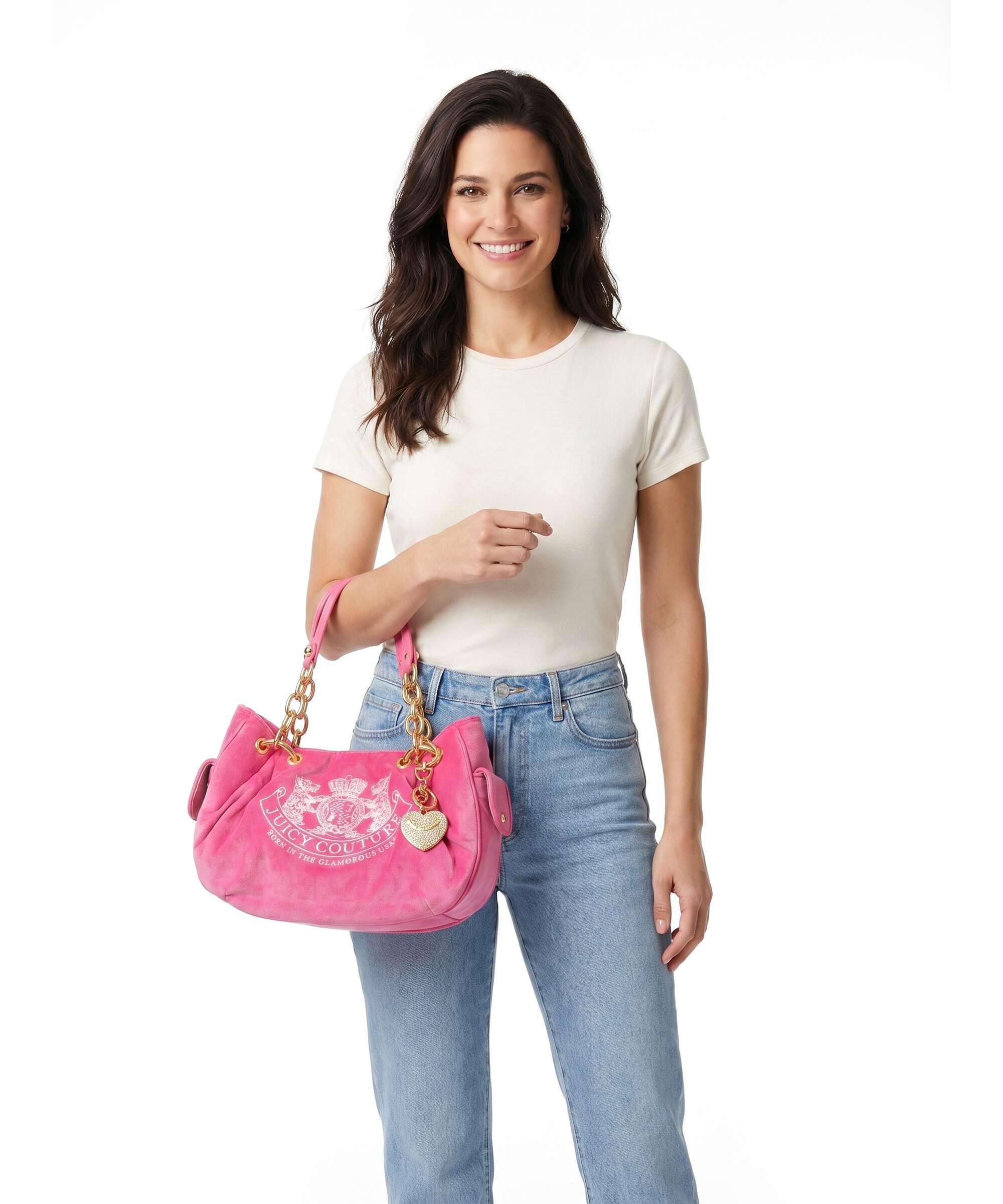 Juicy Couture Daydreamer Classic Crest M Hobo bag velvet fabric
