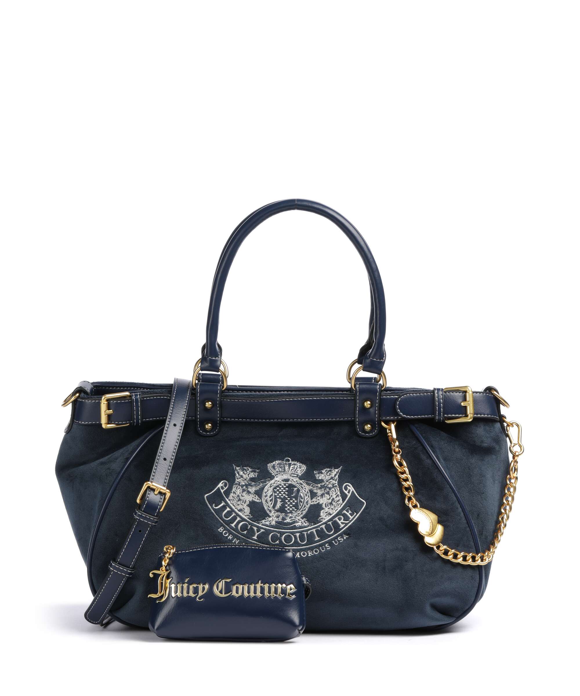 Juicy Couture Twig Narrative Velvet L Tote bag velvet fabric blue