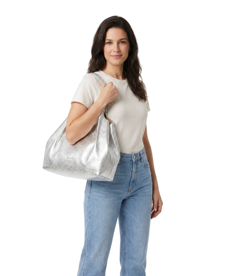 ciarini backpack leather silver Gianni Chiarini Dua L Tote bag grained cow leather silver clay