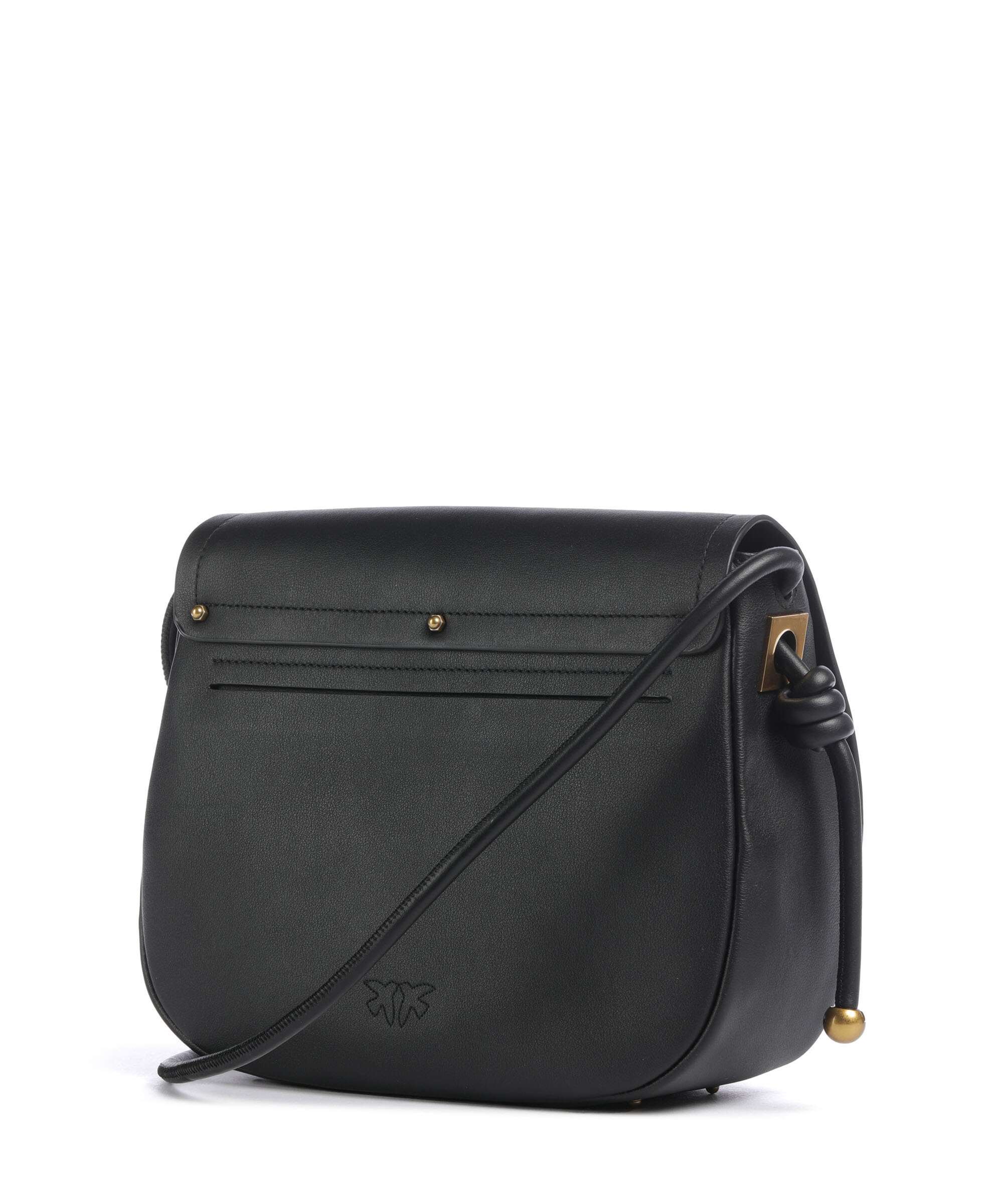 Pinko Saddle Classic Crossbody bag softly grained calfskin nero