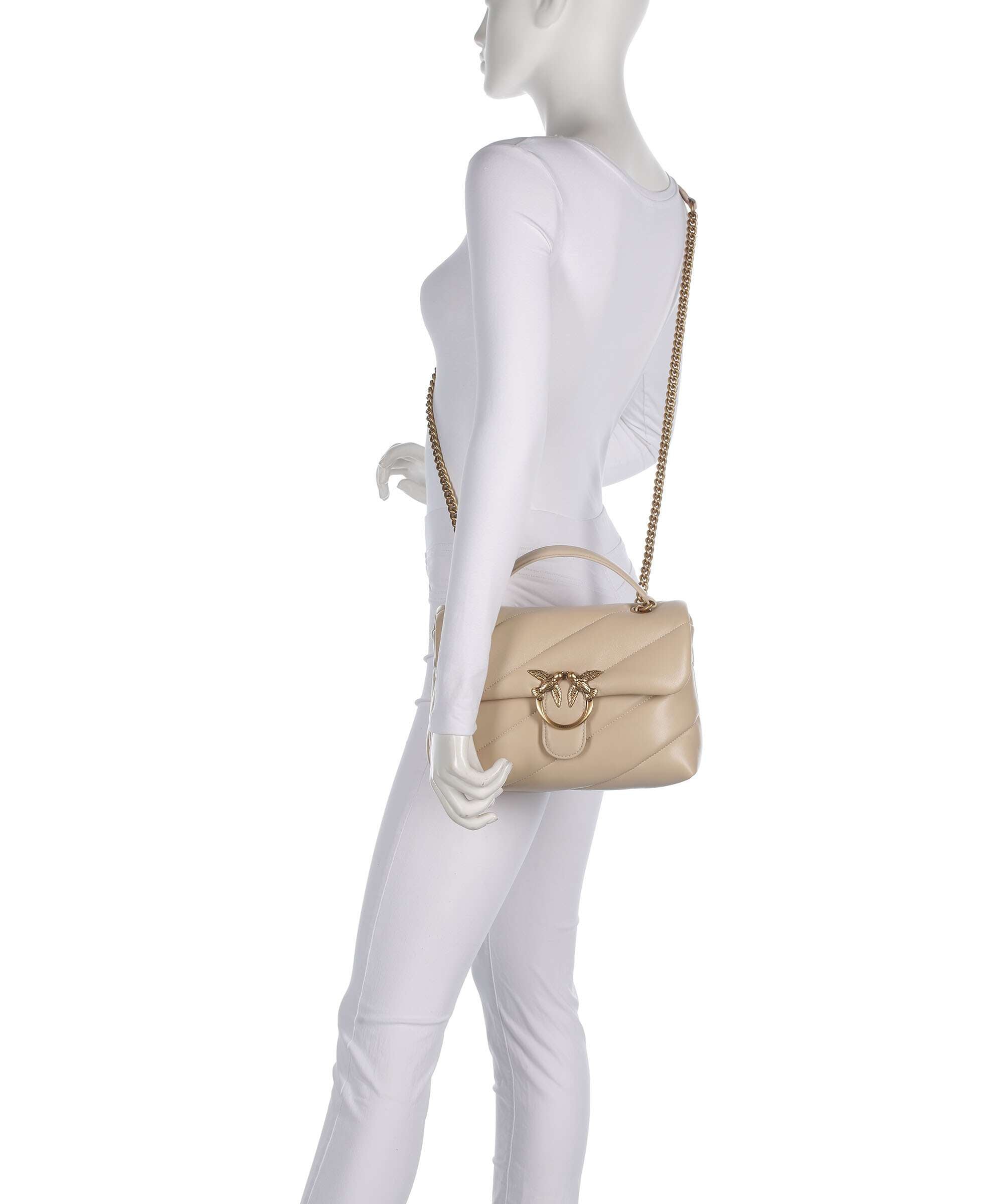 Pinko Love Puff Classic Shoulder bag beige/grigio fumo/antique gold