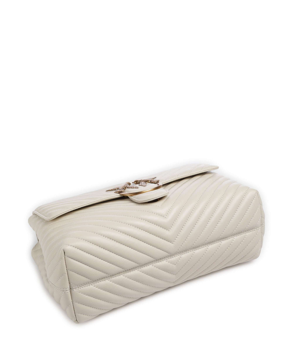 Pinko Love Lady Puff Big Handbag bianco seta/antique gold