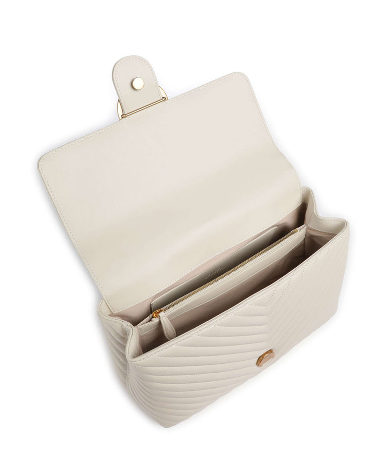 Pinko Love Lady Puff Big Handbag bianco seta/antique gold