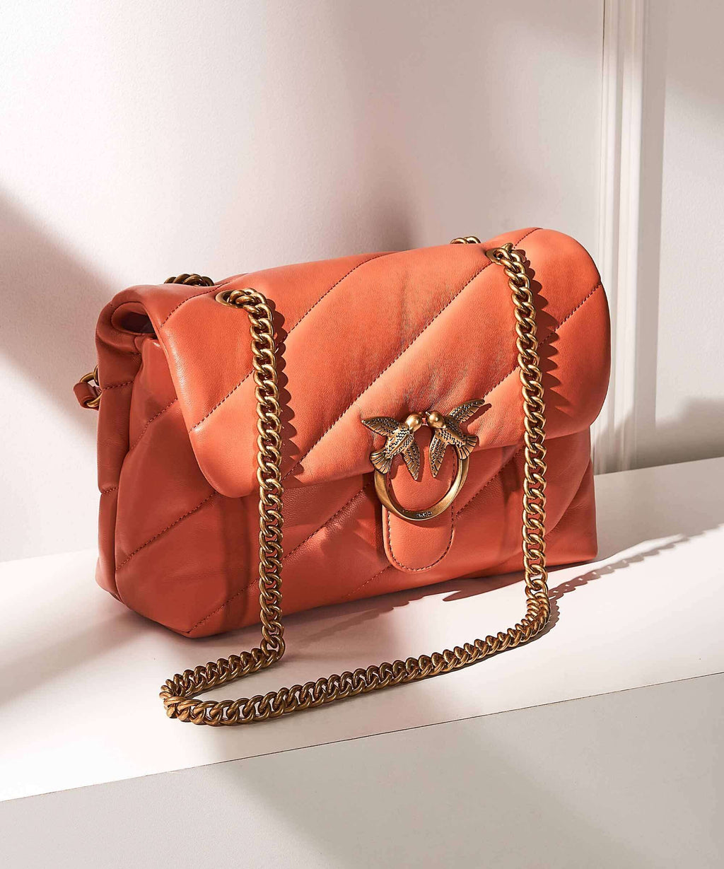 Pinko Love Puff Classic Shoulder bag arancione brandy/antique gold