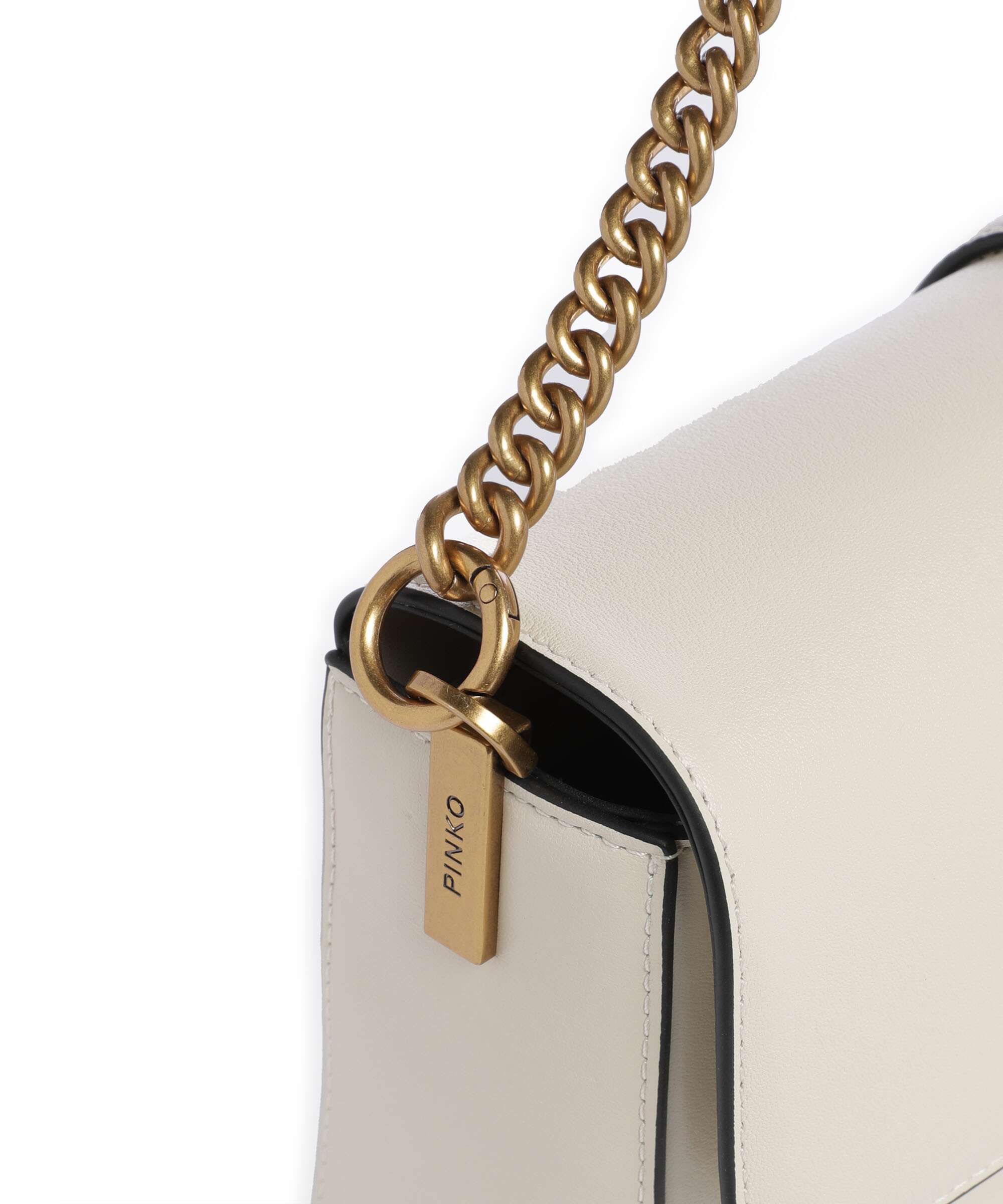 Pinko Love One Classic Slouchy Shoulder bag bianco seta/antique gold