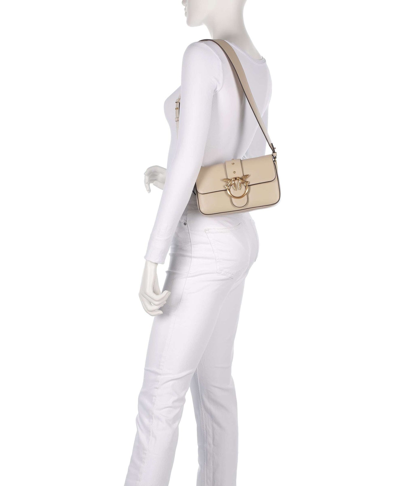 Pinko Love One Mini Slouchy Shoulder bag beige/grigio fumo/antique gold