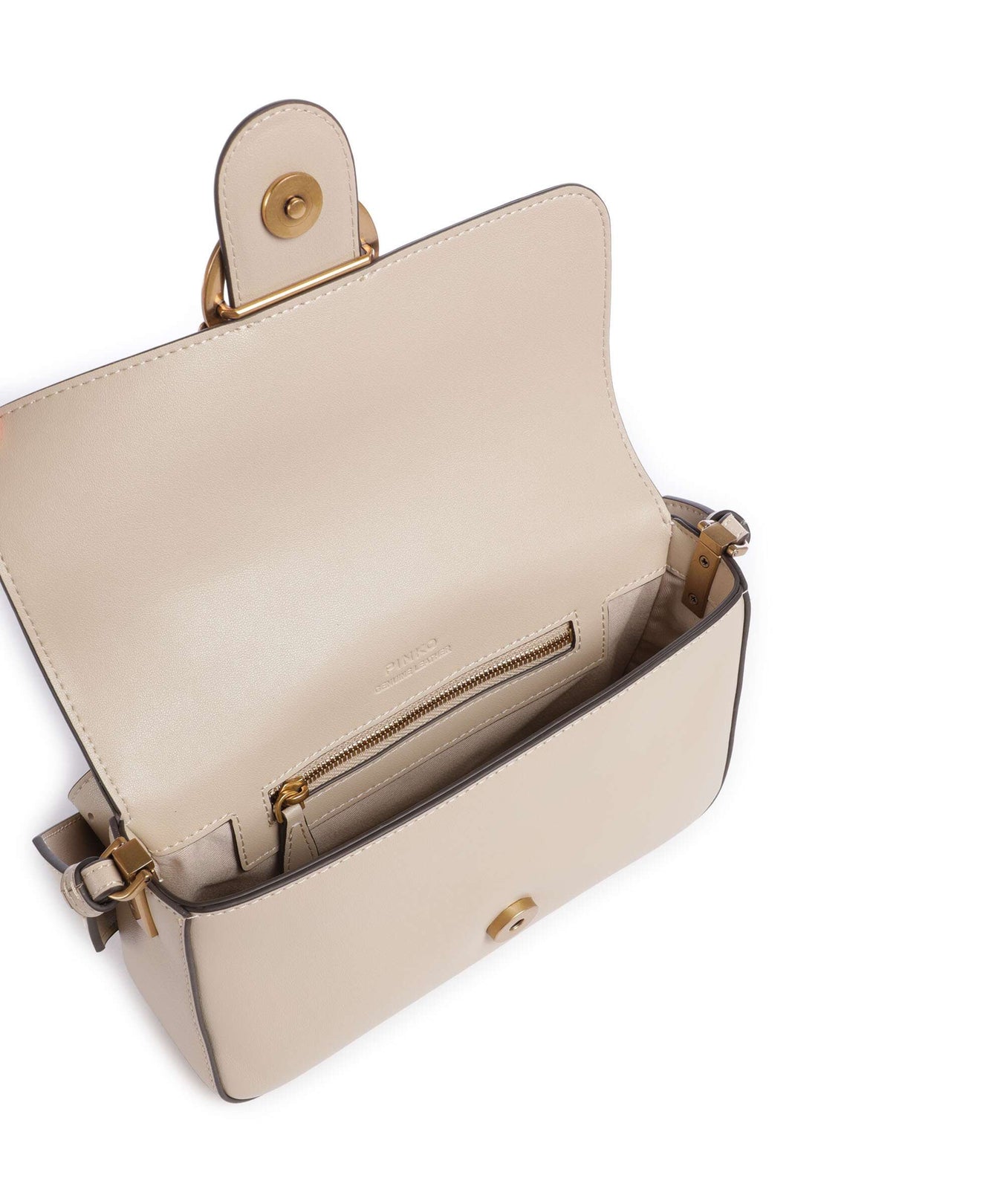 Pinko Love One Mini Slouchy Shoulder bag beige/grigio fumo/antique gold