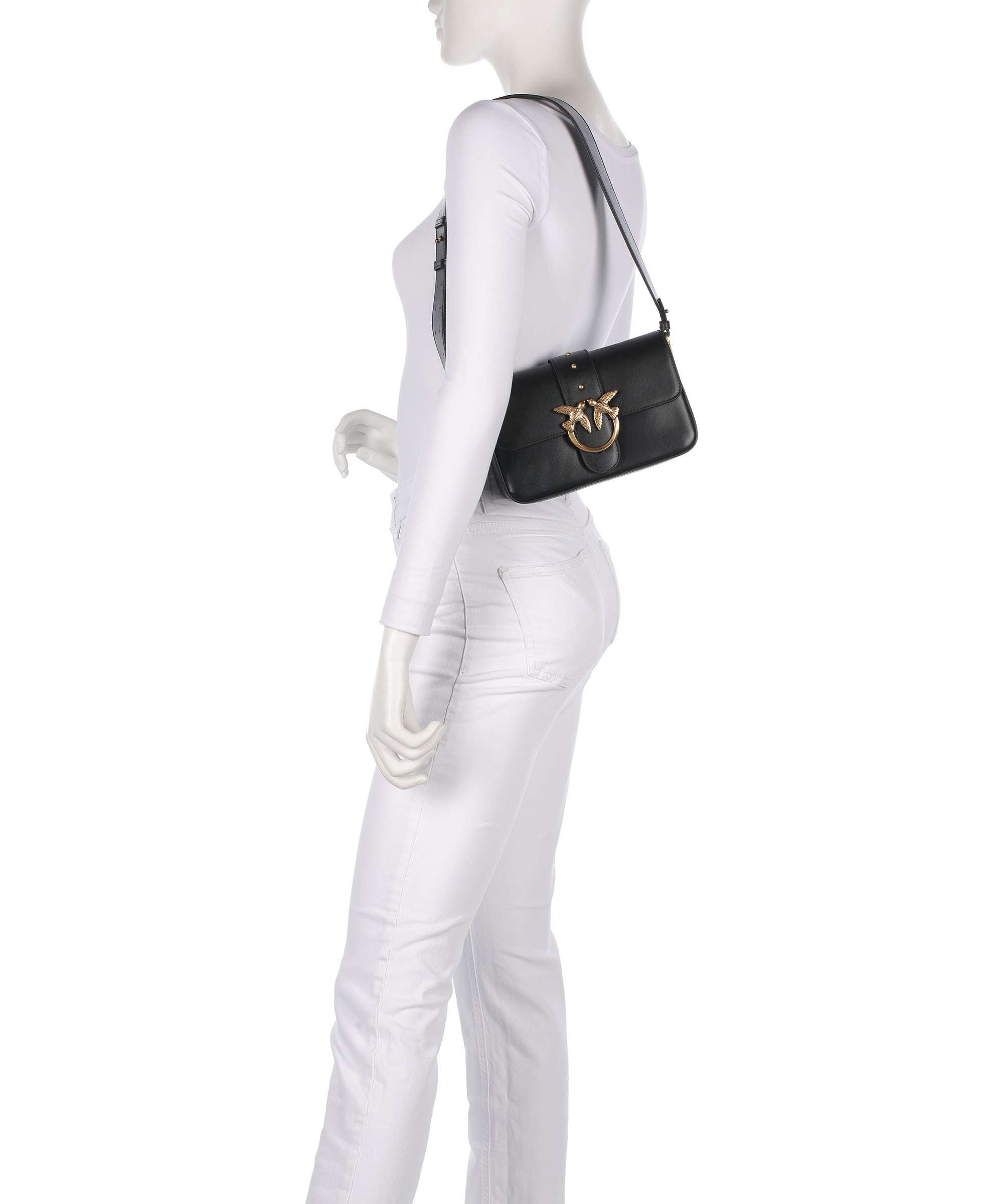 Pinko Love One Mini Slouchy Shoulder bag nero/antique gold