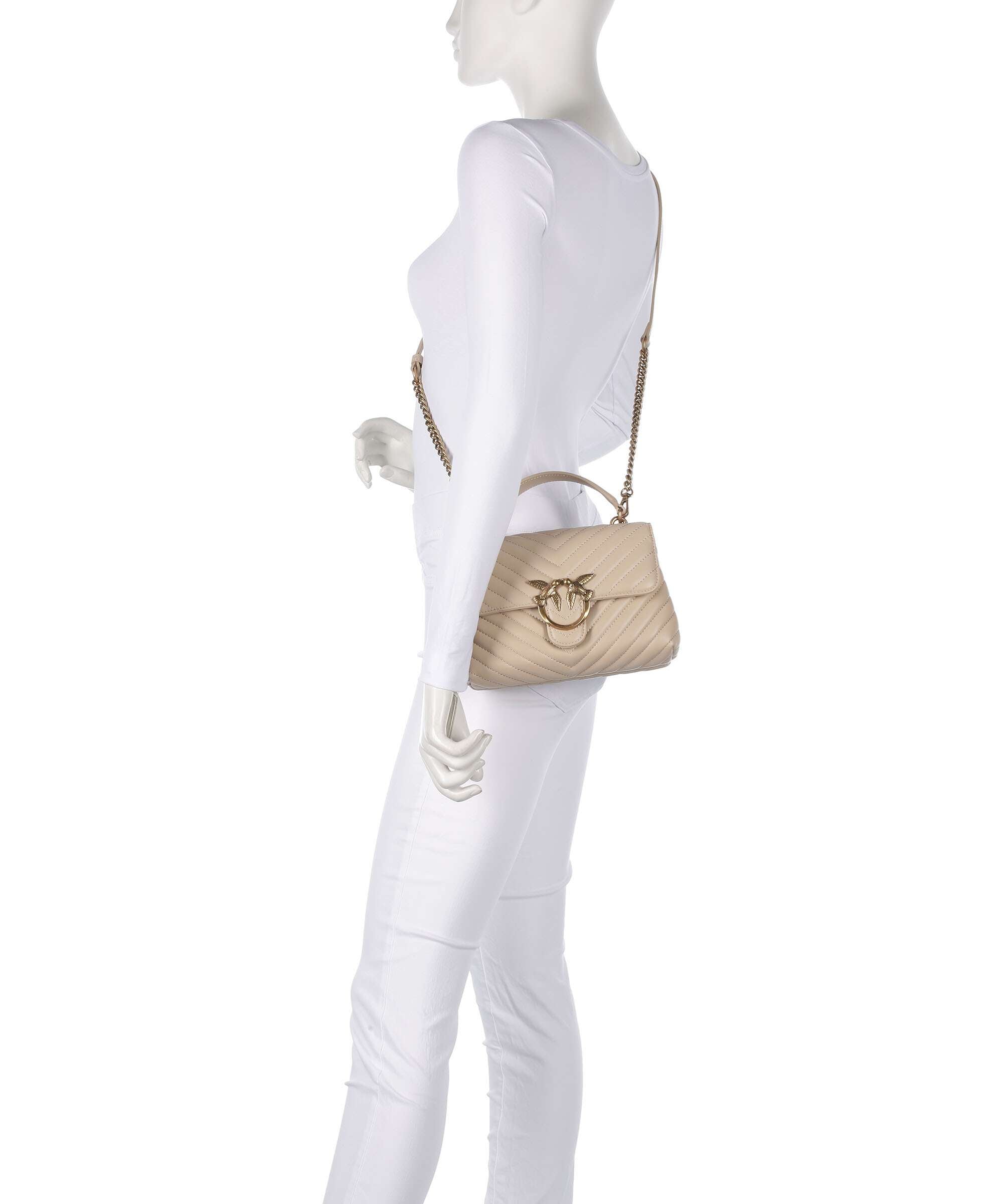 Pinko Love Lady Puff Mini Handbag sheepskin leather beige/grigio