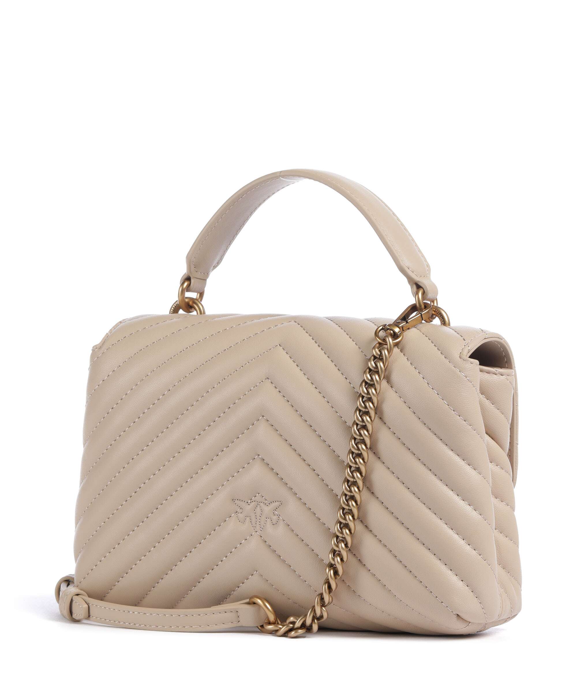 Pinko Love Lady Puff Mini Handbag sheepskin leather beige/grigio