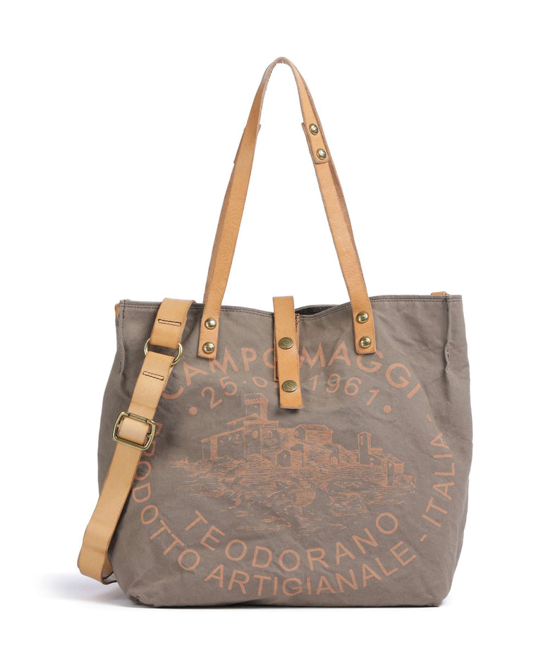 Campomaggi Tote bag verde militare/naturale/albicocca