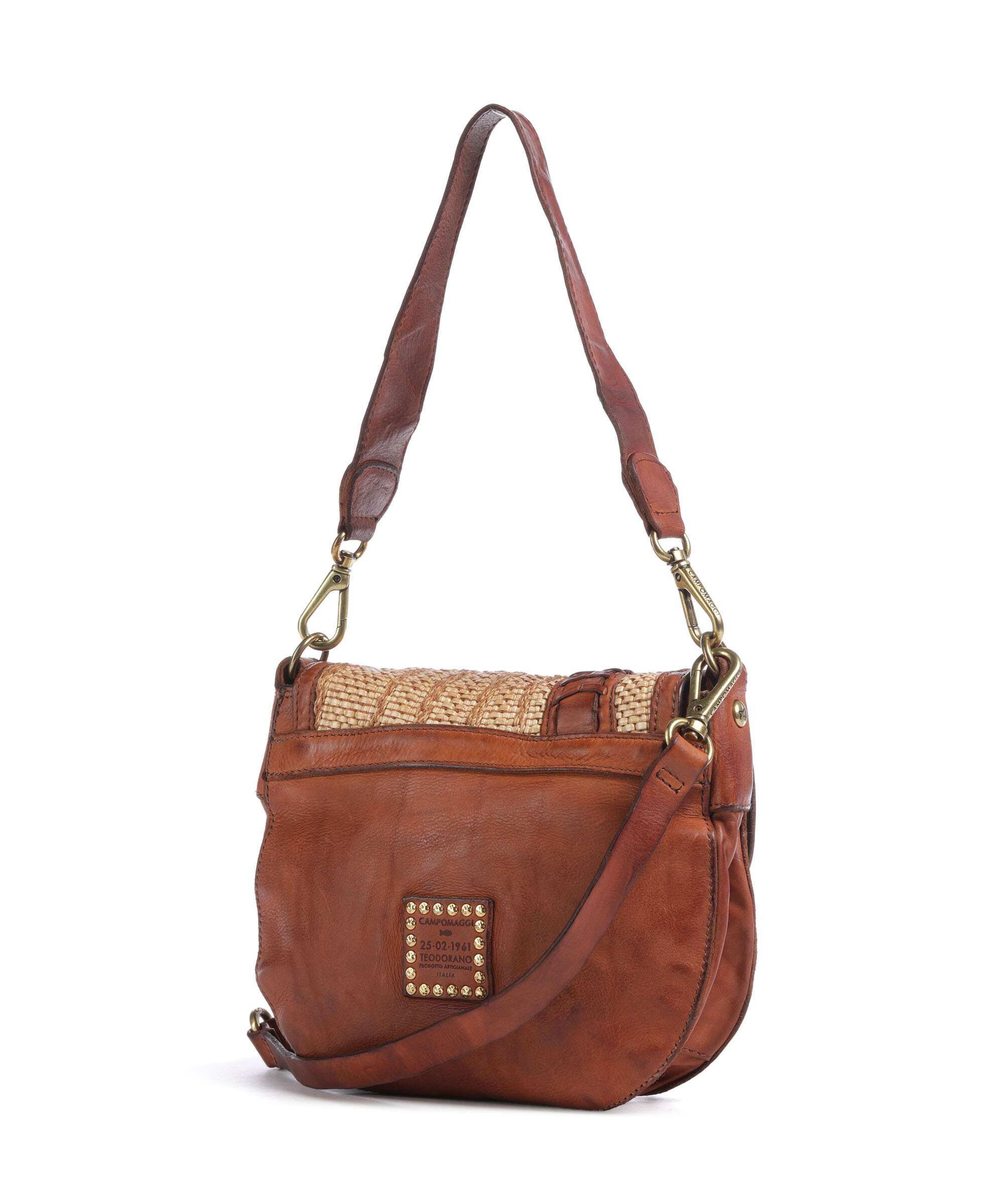Campomaggi Shoulder bag fine grain cow leather, polyamide cognac
