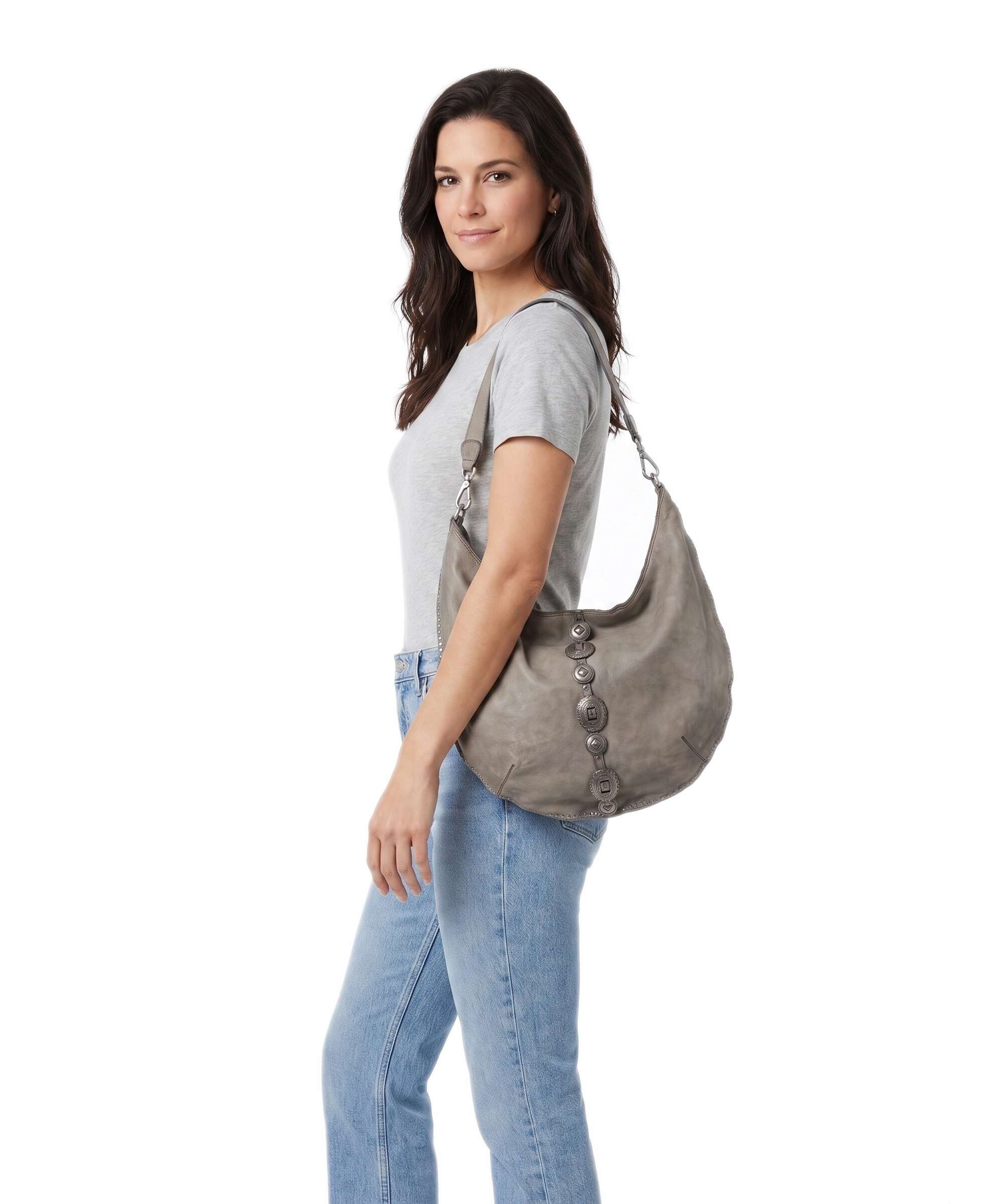 Campomaggi Hobo bag fine grain cow leather cement