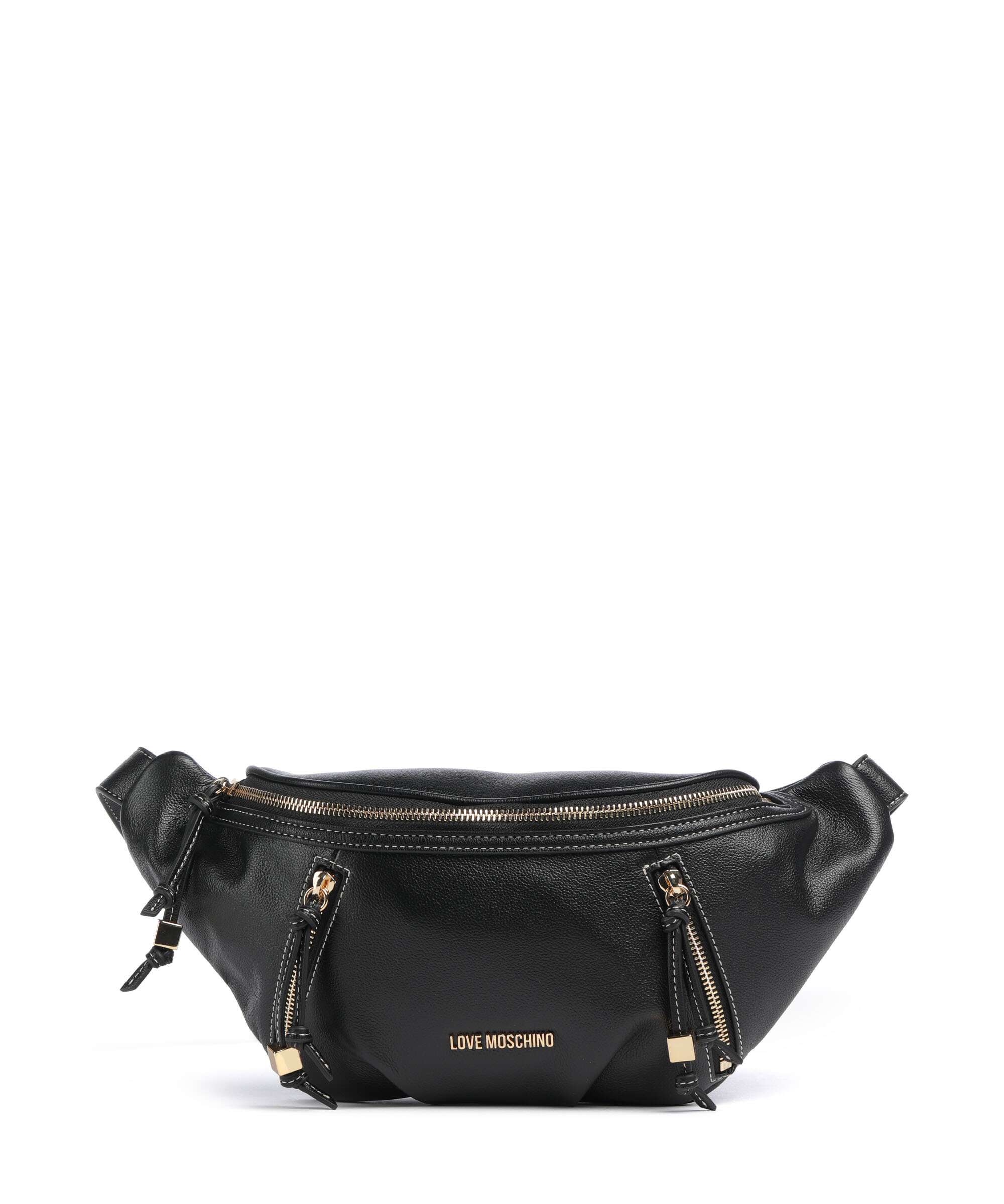 Love Moschino String Belt bag grained leather black/black