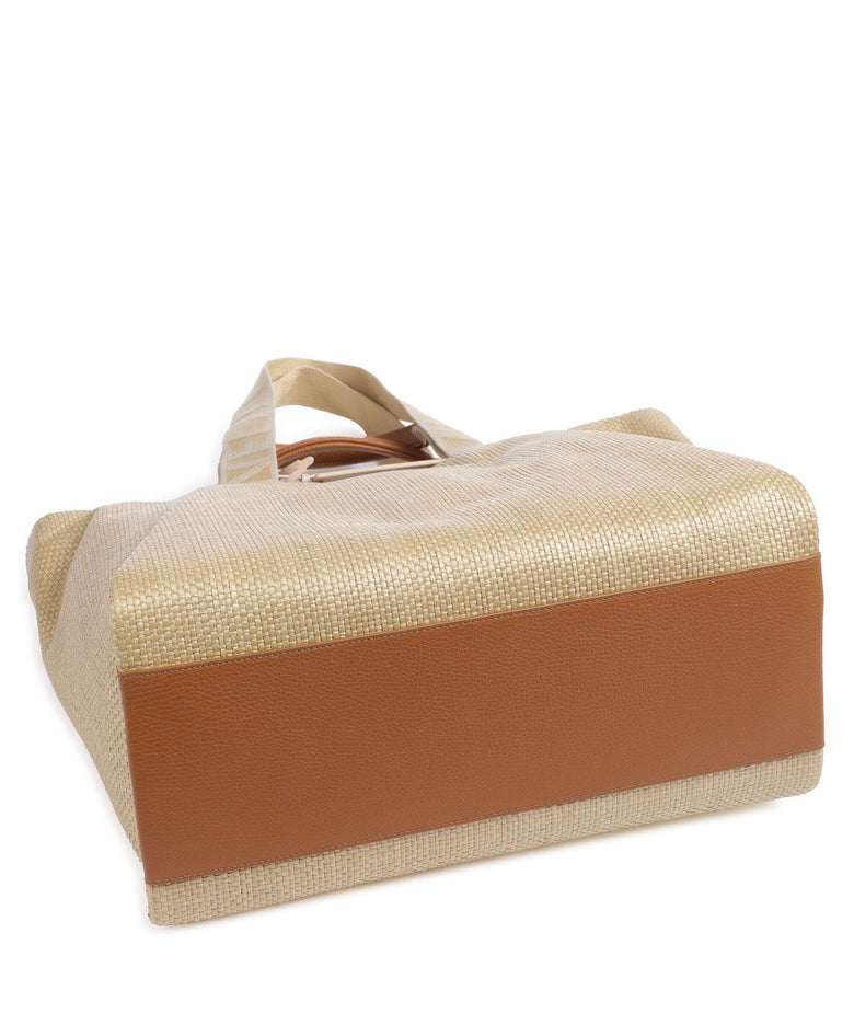Coccinelle Never Without Bag Straw Signature Tote bag natural/cuir