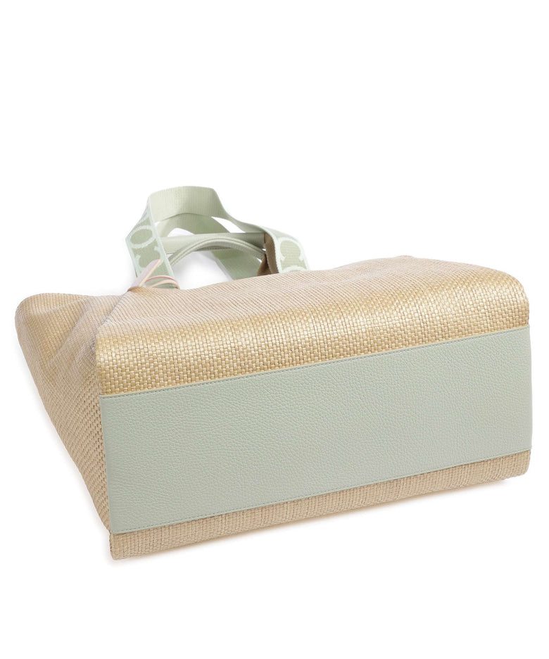 Coccinelle Never Without Bag Straw Signature Tote bag natural/celadon green