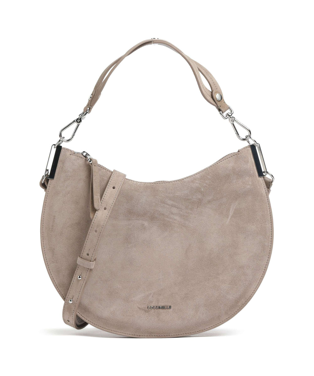 Coccinelle Sunup Suede Hobo bag warm taupe