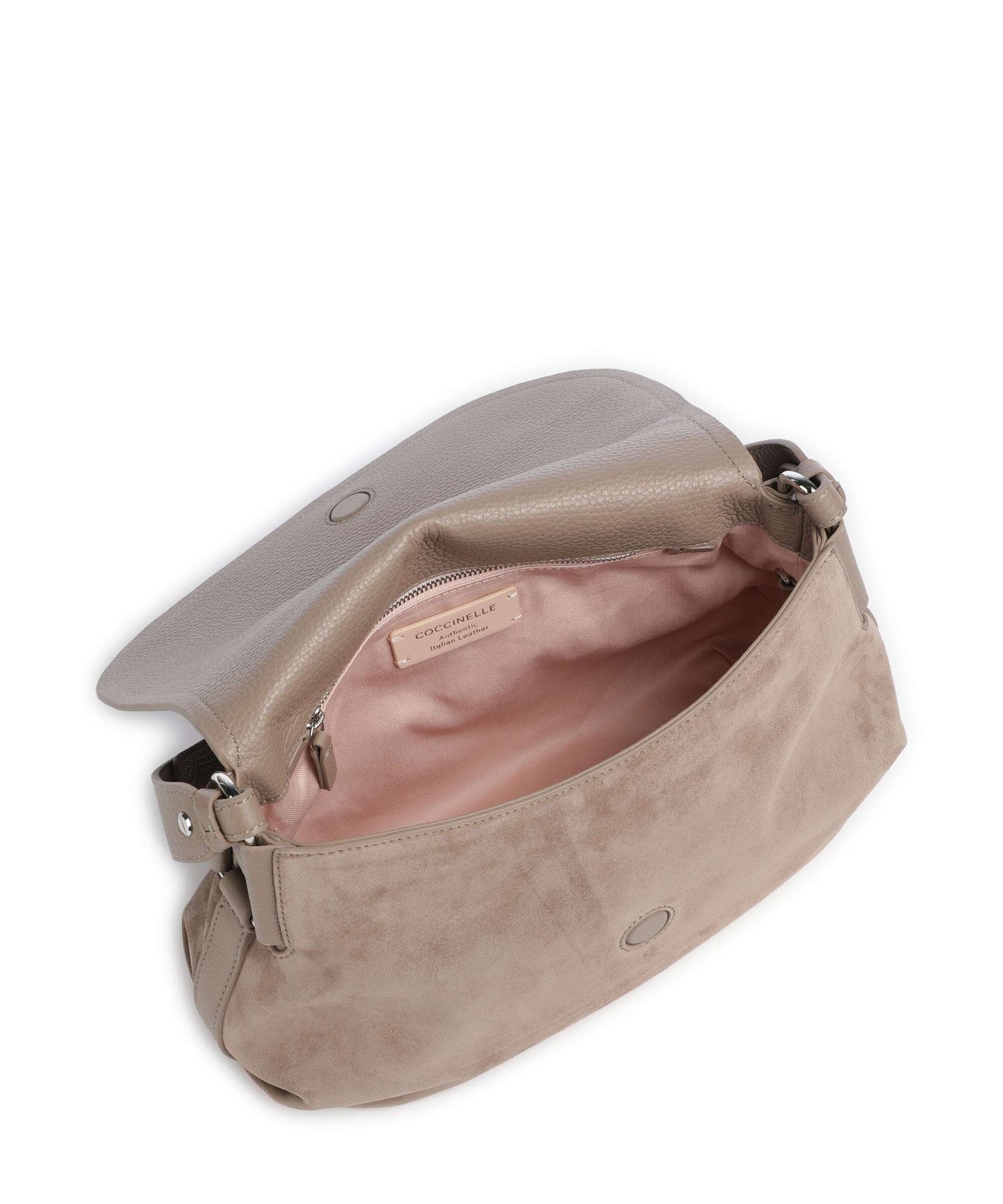 Coccinelle Rebekka Suede Shoulder bag warm taupe