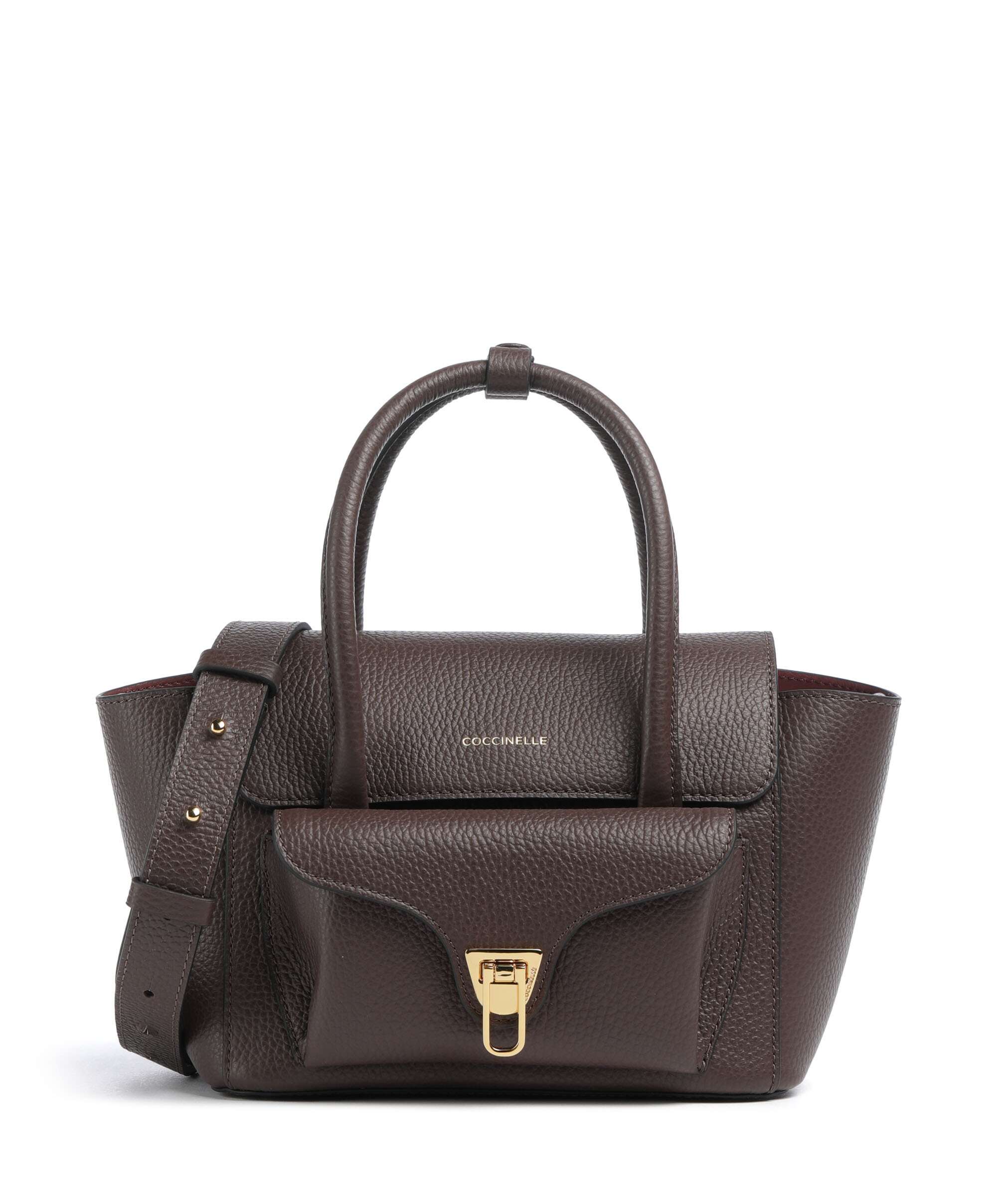 Coccinelle Beat Double Handbag grained cow leather brunette