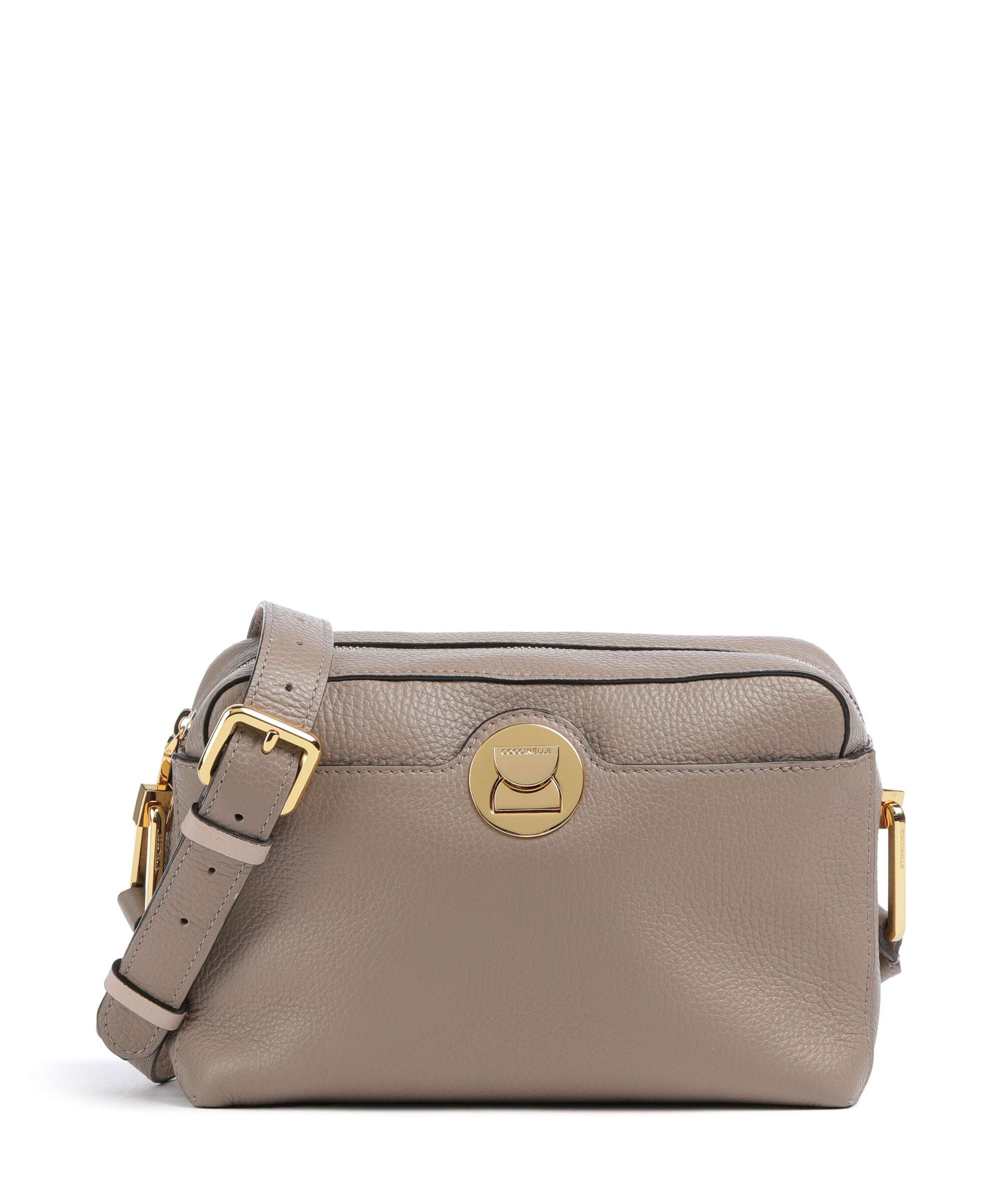 Coccinelle Liya Crossbody bag grained leather warm taupe/rosette