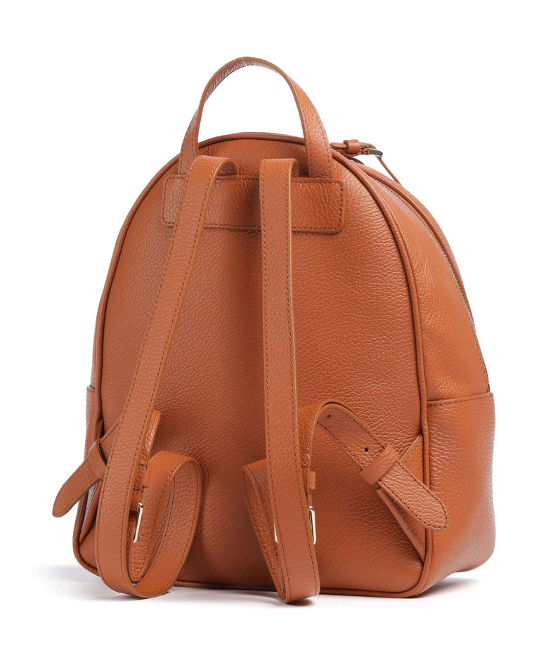coccinelle leather backpack Women's Brown Logo the distinctive flap closure with plectrum is the symbol of Coccinelles identity Coccinelle Nory Backpack grained leather