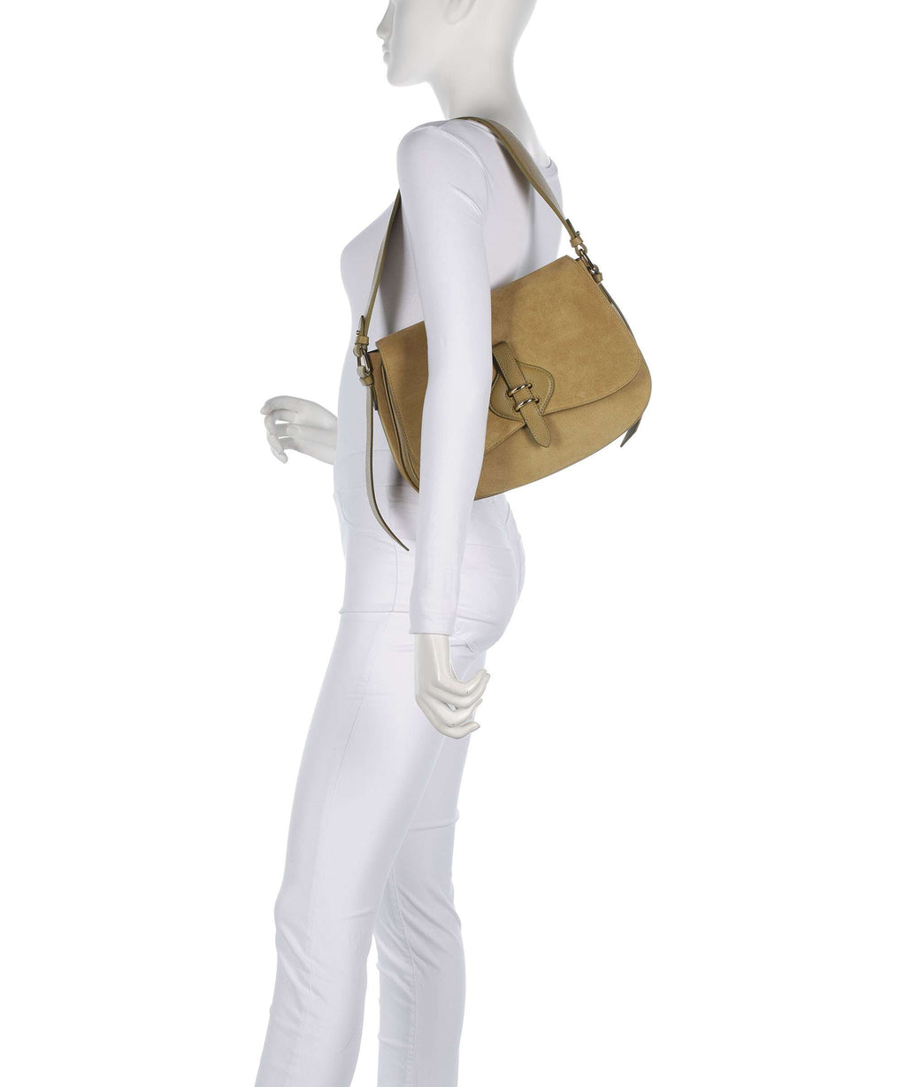 Coccinelle Mavery Suede Shoulder bag seagrass