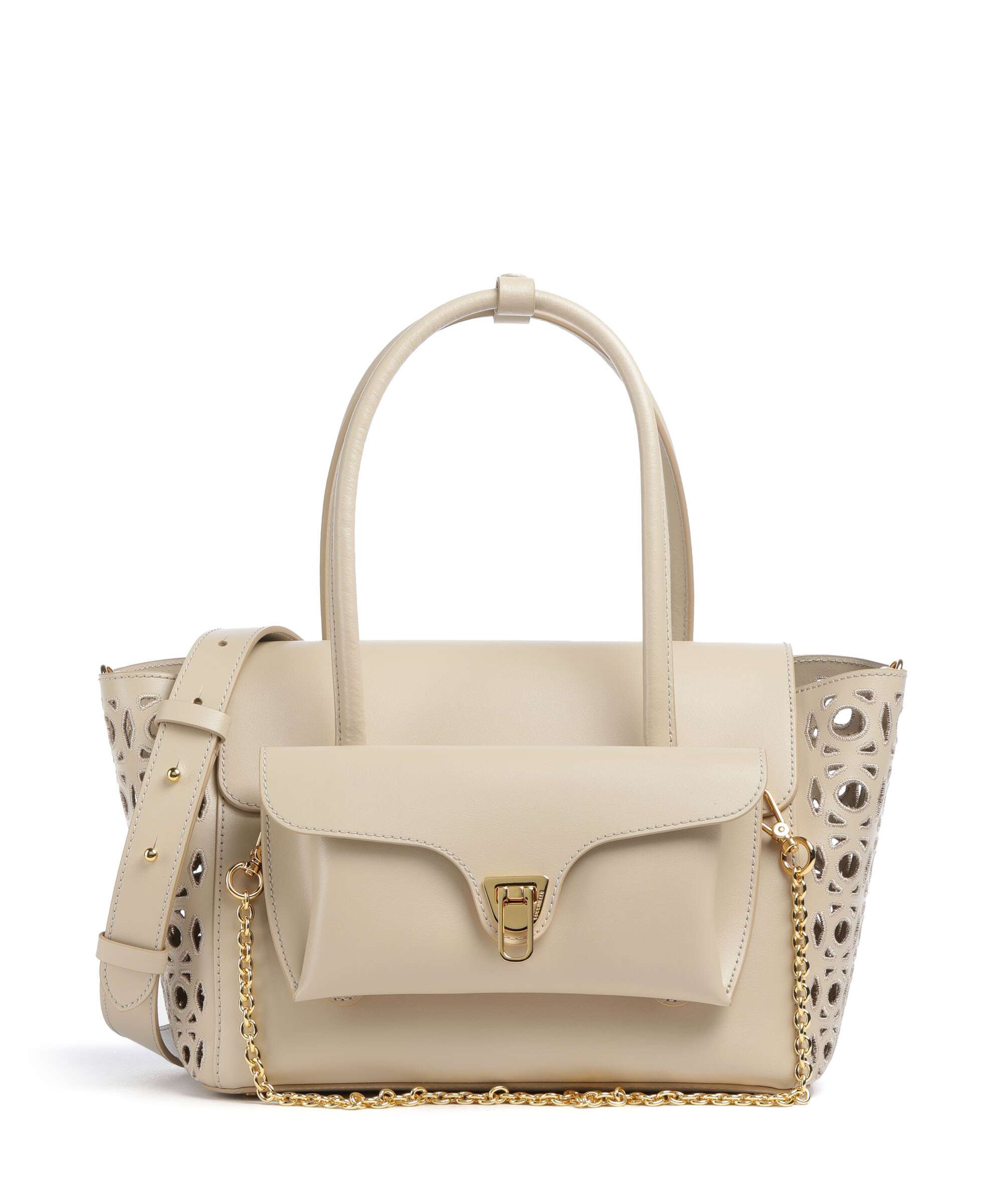 Coccinelle Beat Double Monogram Handbag sandshell