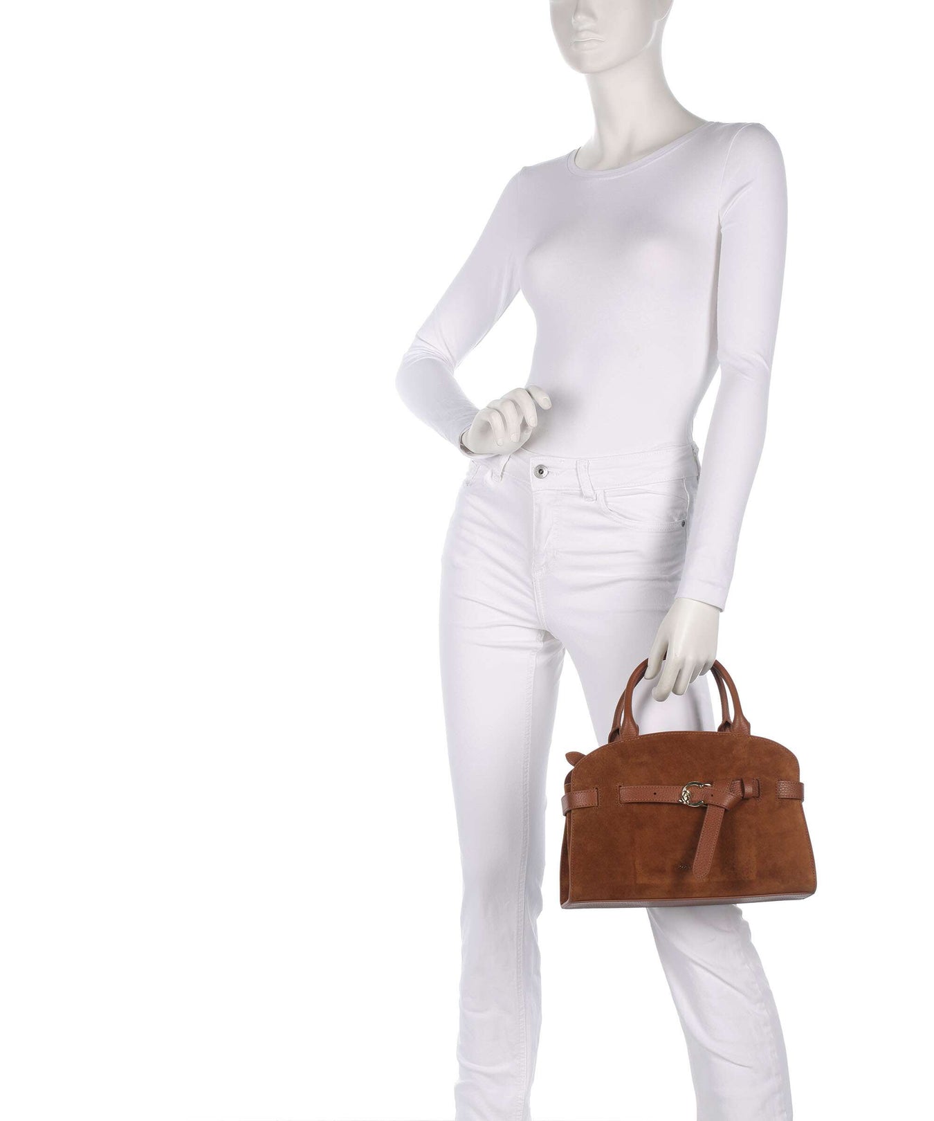 Coccinelle Sabine Suede Handbag cognac