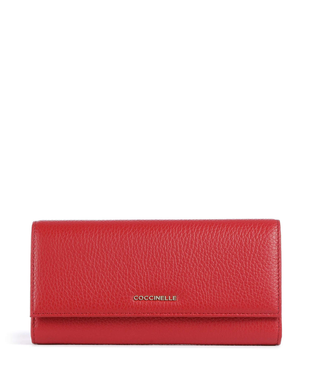 Coccinelle Metallic Soft Wallet scarlet