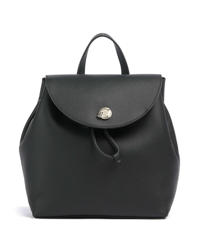 Coccinelle Nikla Backpack grained leather noir/cognac