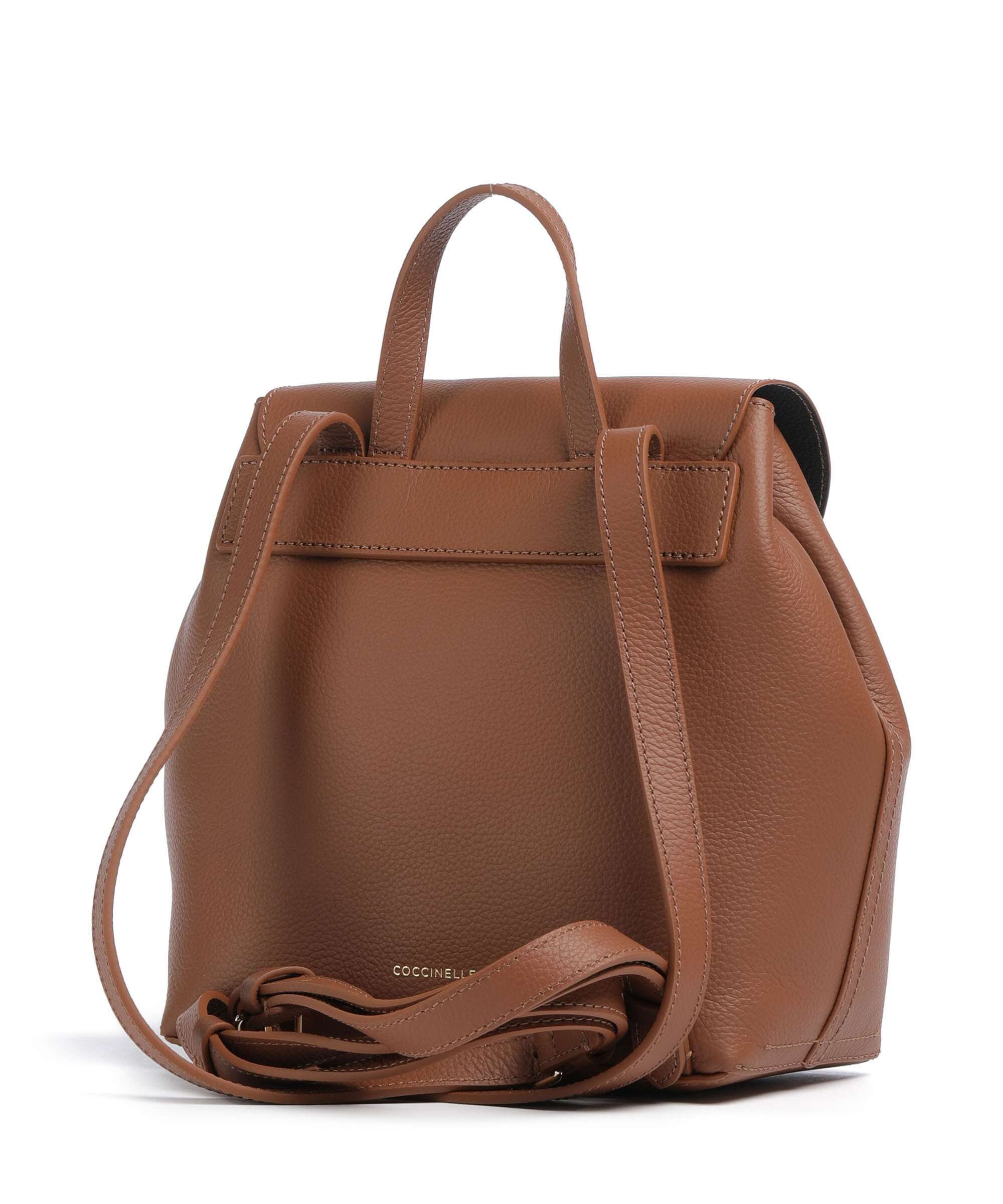 Coccinelle Nikla Backpack grained leather cognac/noir