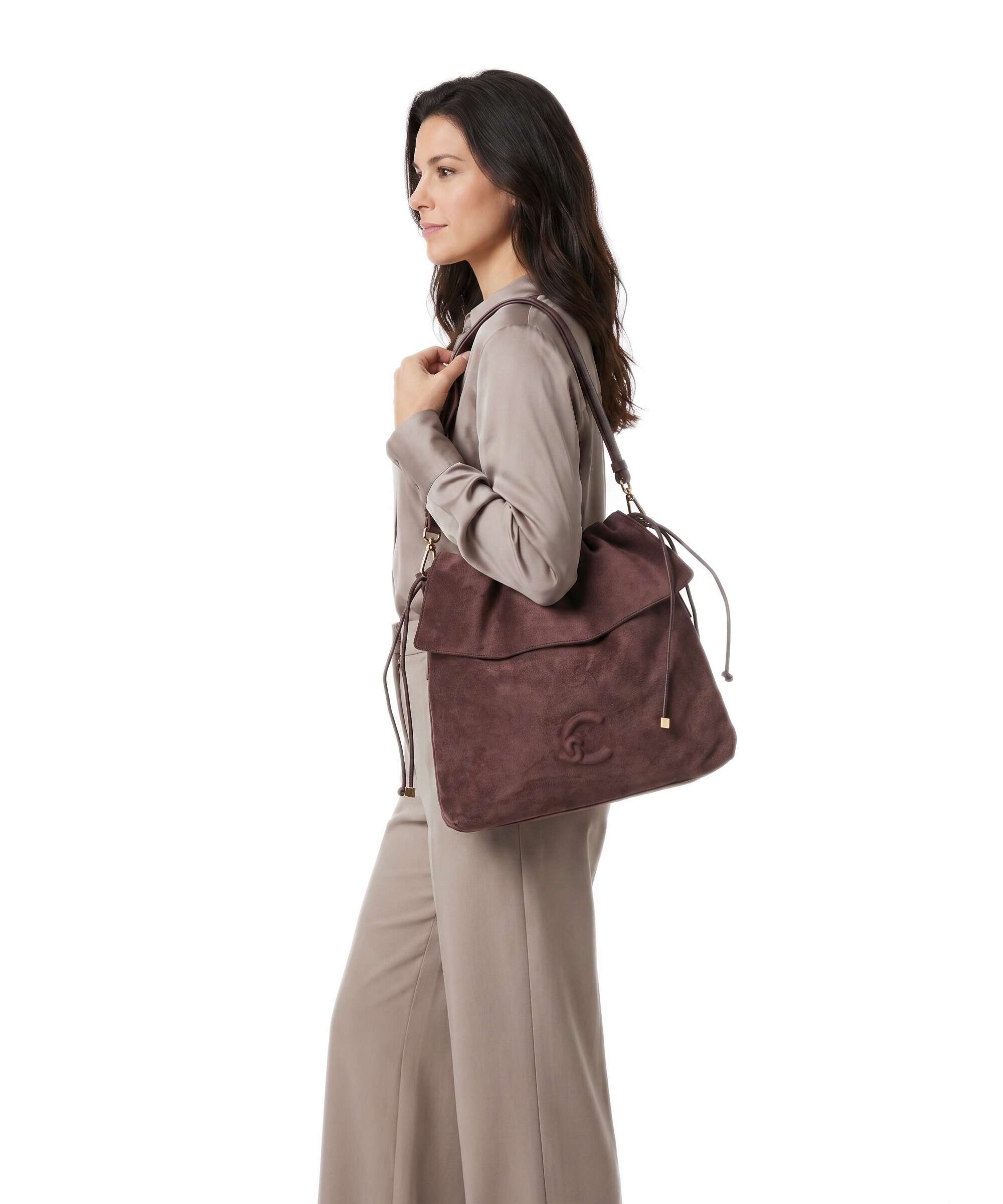 Coccinelle Lidia Suede Hobo bag velour leather berry - E1V9G130201
