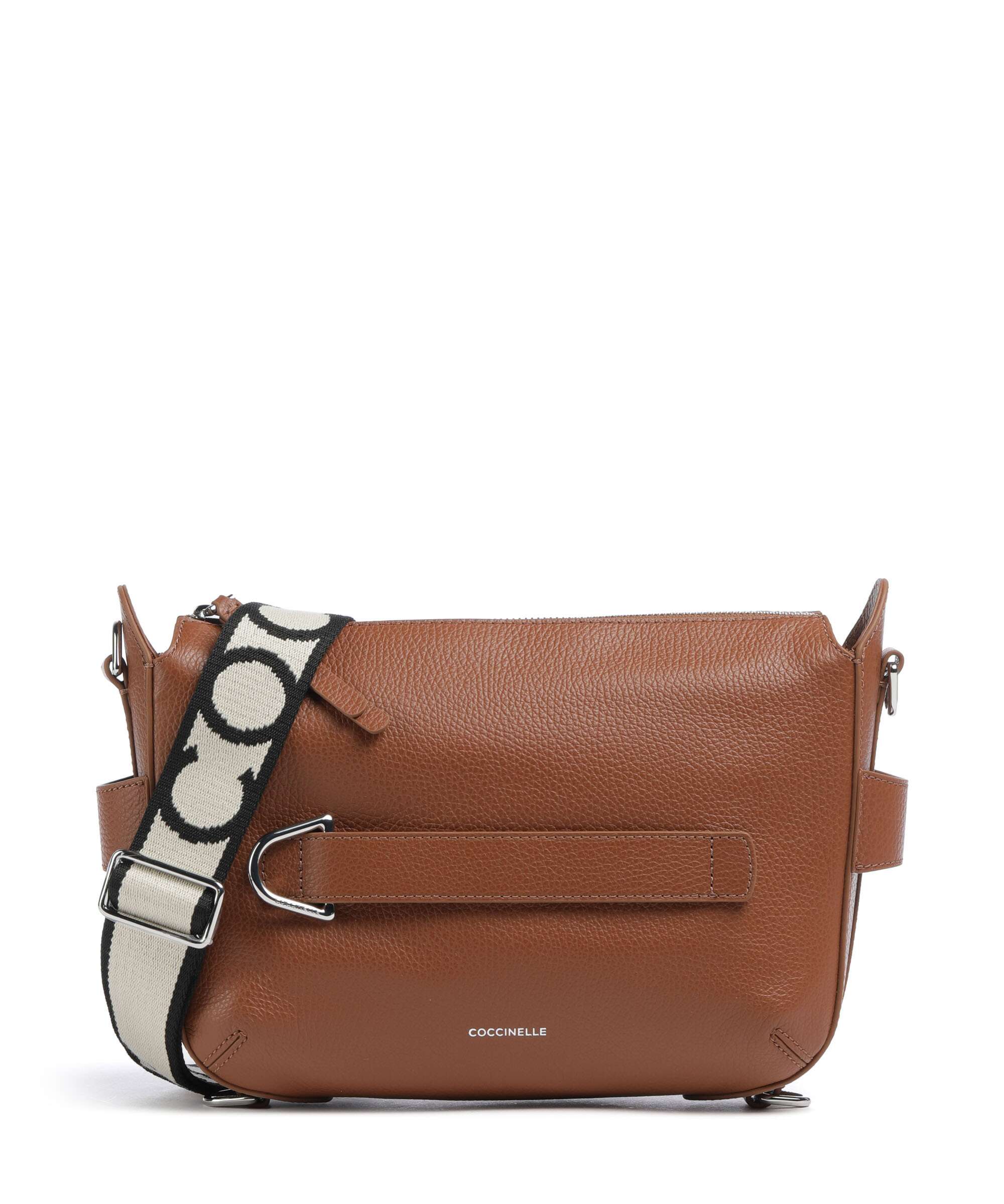 Coccinelle Gretel Ribbon Crossbody bag grained leather cognac