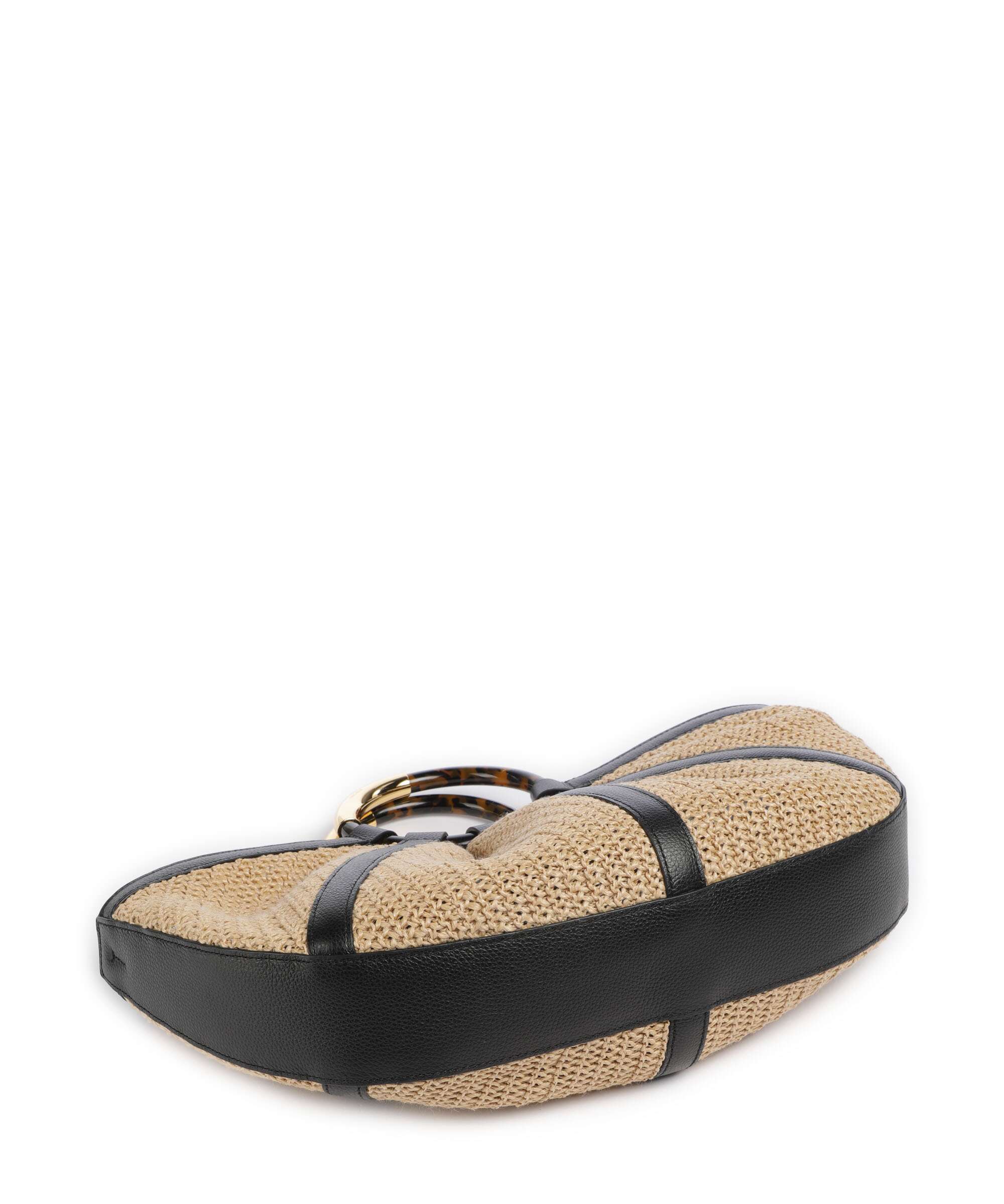 Coccinelle Shell Straw Handbag natural/noir