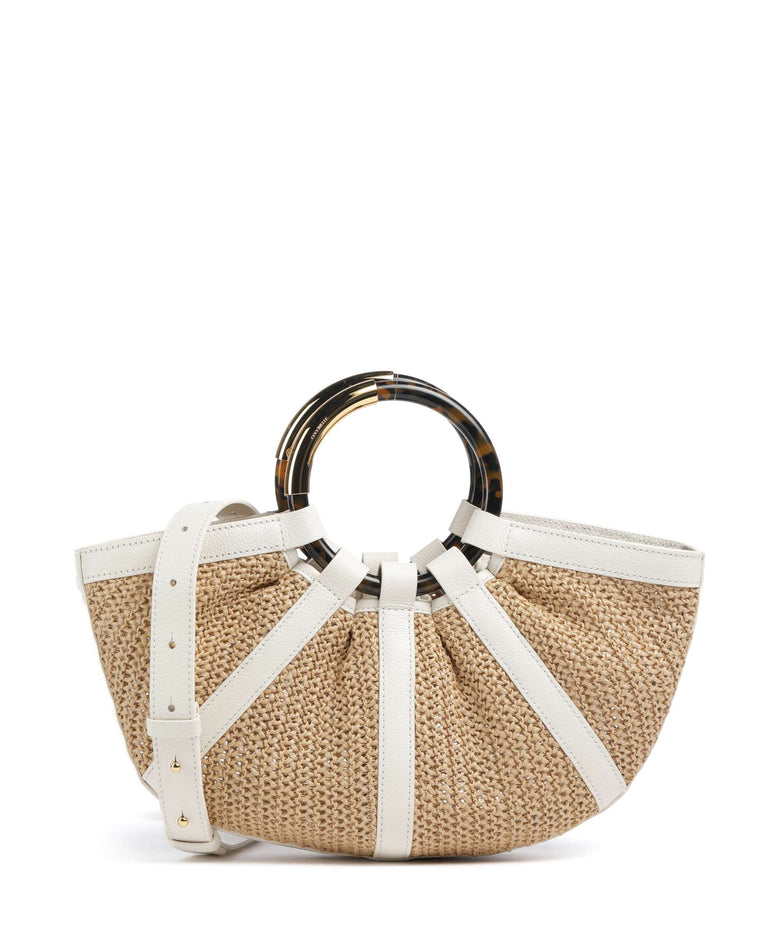 Coccinelle Shell Straw Handbag natural/pearl